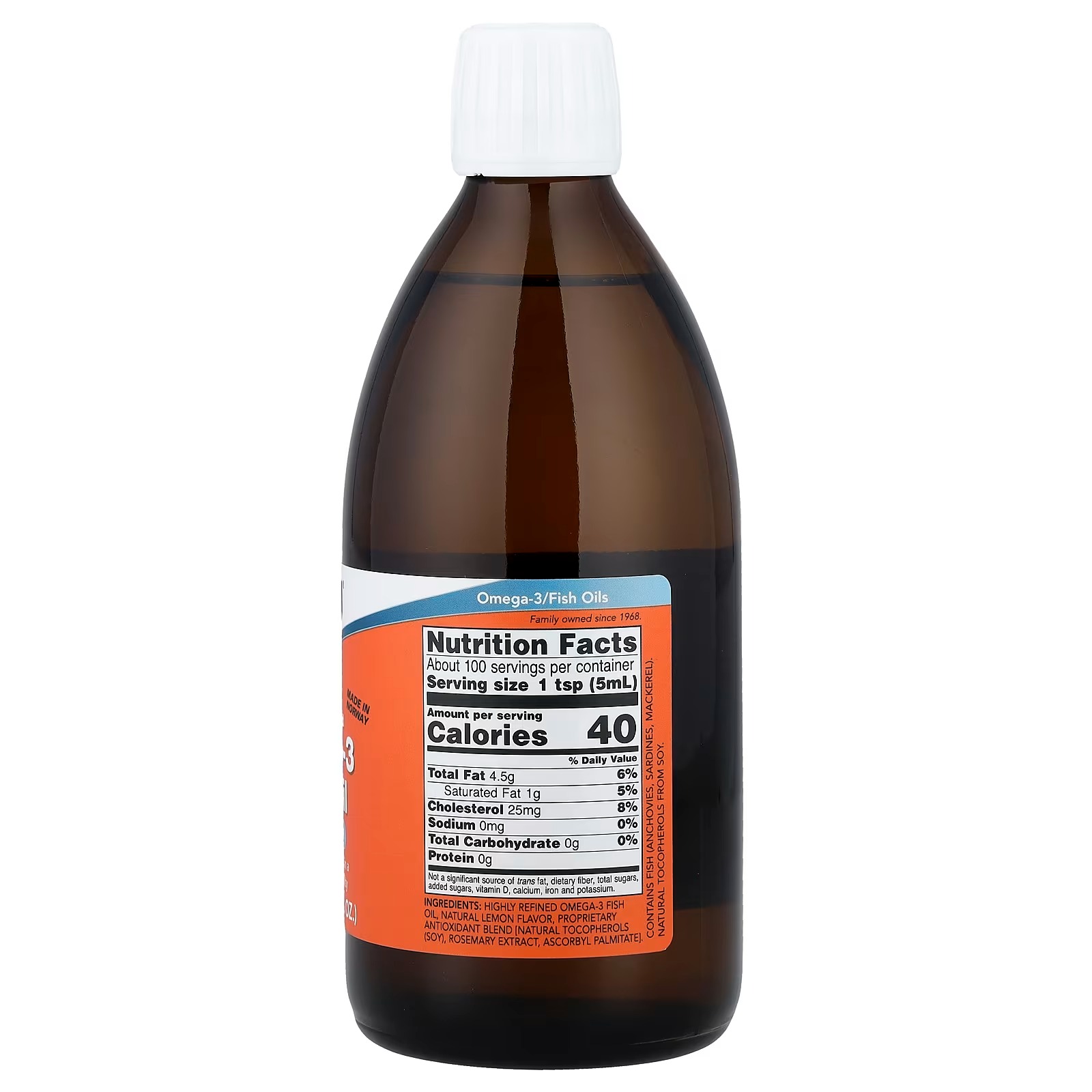 NOW Foods Omega-3 Fish Oil Liquid Molecularly Distilled Lemon Flavored thumbnail 2