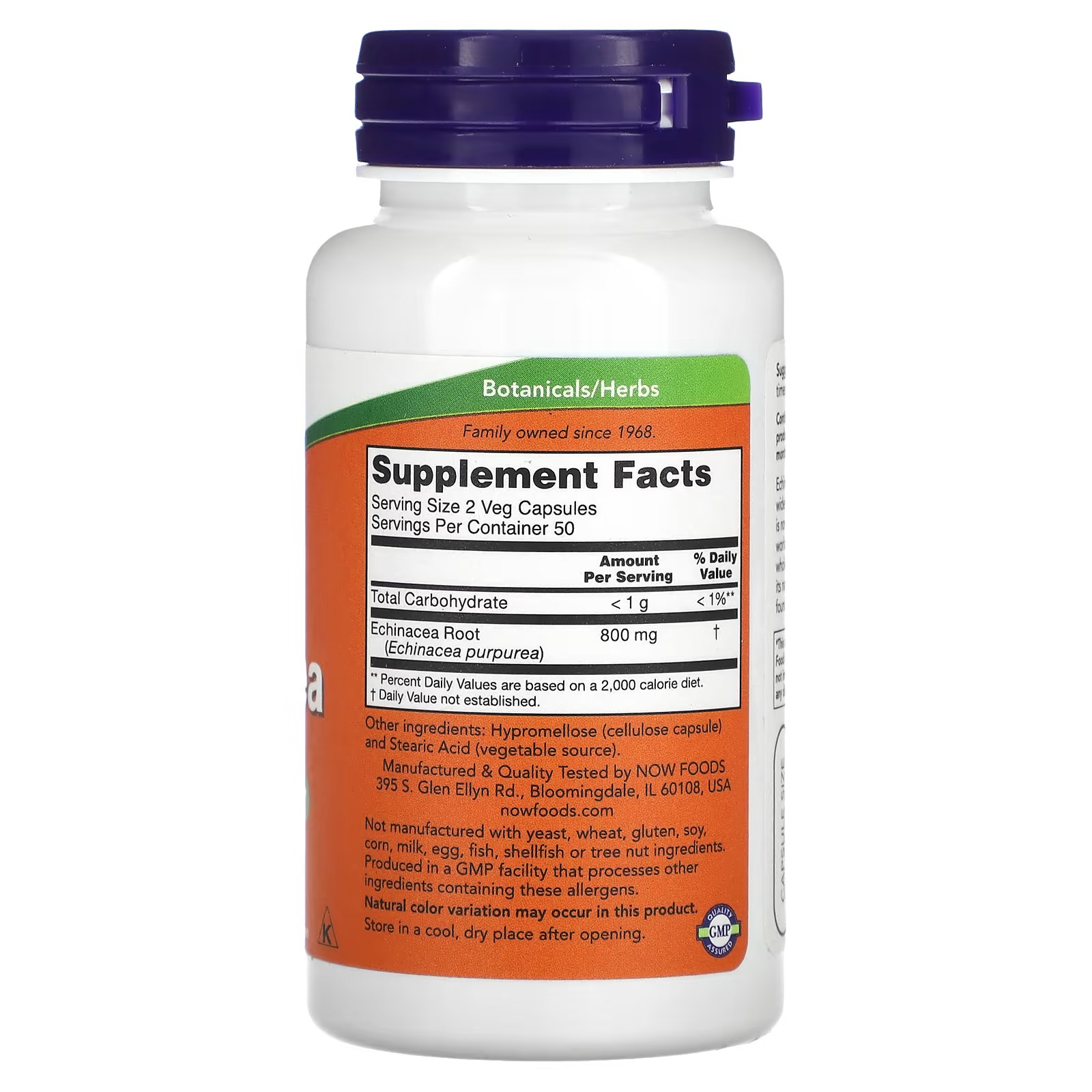 NOW Foods Echinacea (Purpurea Root) 400 mg Immune System Support 250 Veg Capsules thumbnail 2