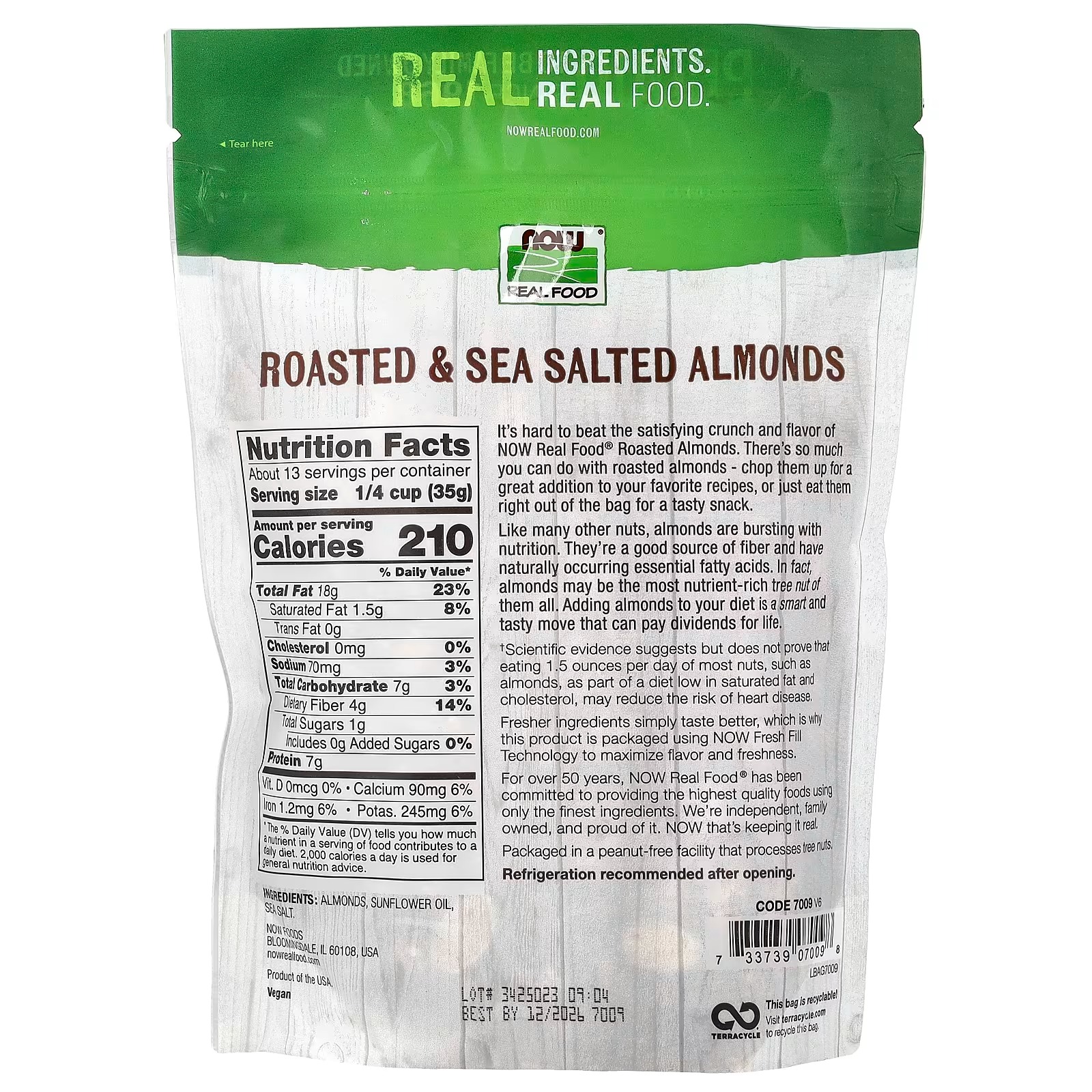 NOW Foods Almonds Roasted with Sea Salt Source of Protein Fiber and Healthy Fatty Acids thumbnail 2