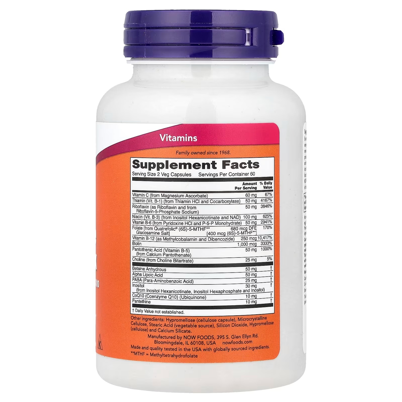 NOW Foods Co-Enzyme B Complex with Alpha Lipoic Acid and CoQ10 Nutritional Health 60 Veg Capsules thumbnail 2