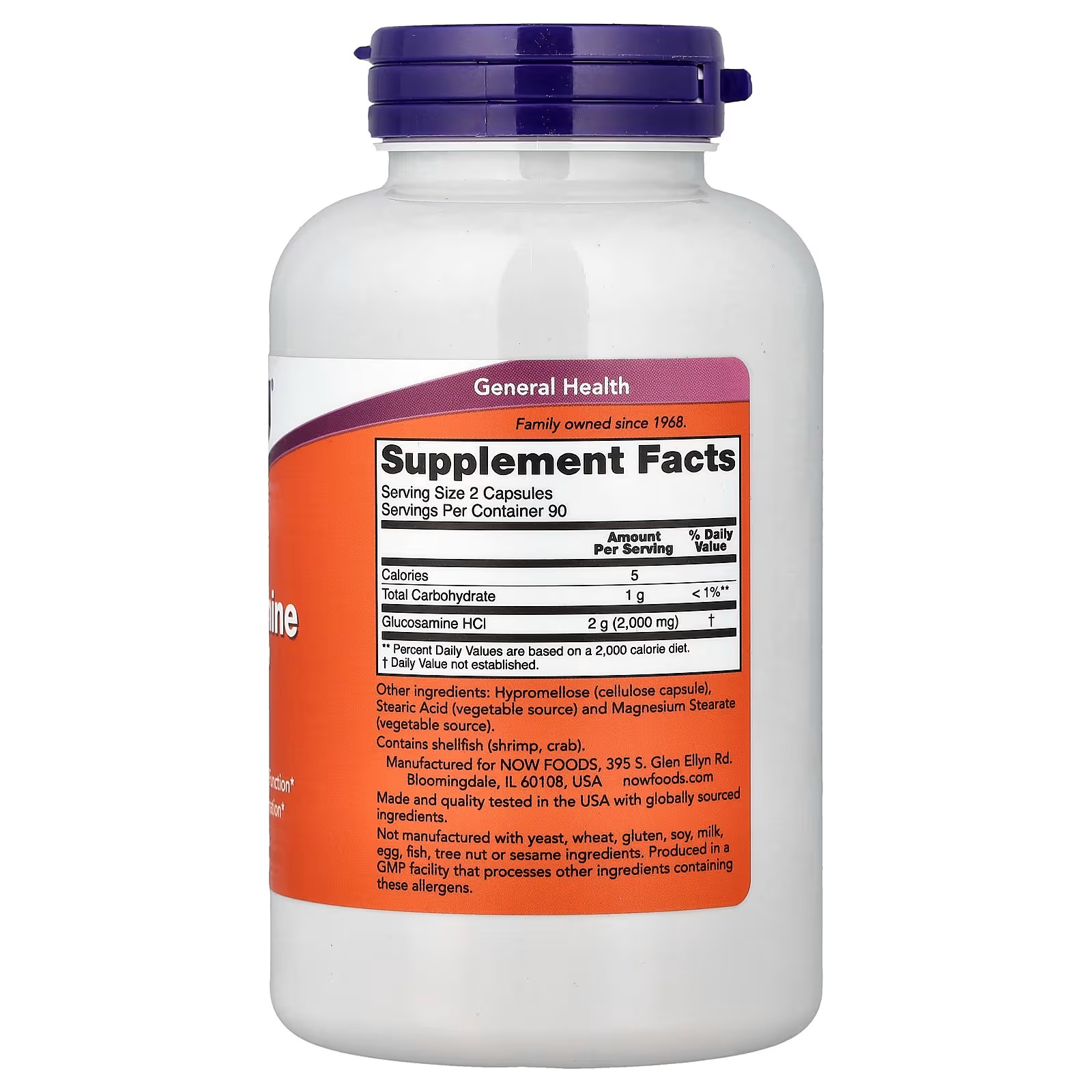 NOW Foods Glucosamine 1000 with UL Dietary Supplement Certification 180 Veg Capsules thumbnail 2
