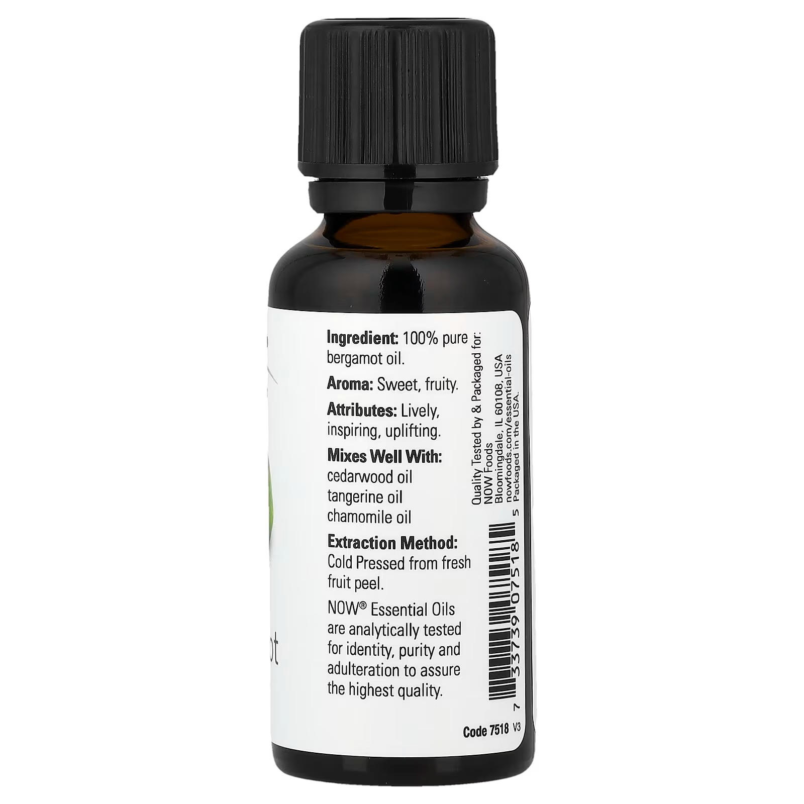 NOW Essential Oils Organic Bergamot Oil Cold Pressed Undiluted 30 ml thumbnail 2