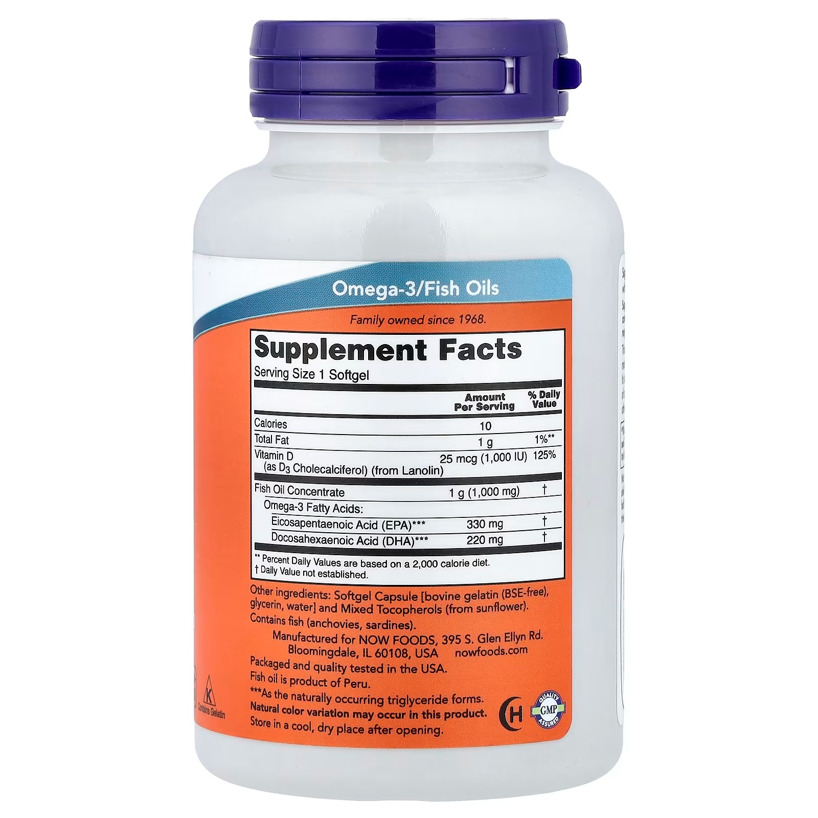NOW Foods Tri-3D Omega™ Triglyceride Form of Omega-3 Fish Oil + Vitamin D-3 90 Softgels thumbnail 2