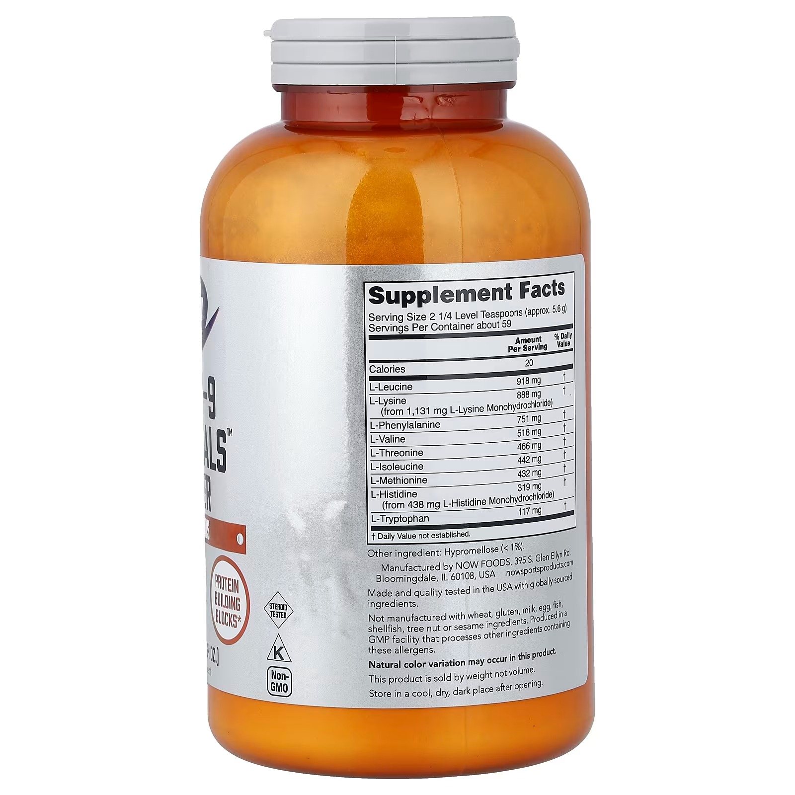 NOW Foods Sports Nutrition Amino-9 Essentials™ Powder Enhanced Protein Synthesis Amino Acids thumbnail 3