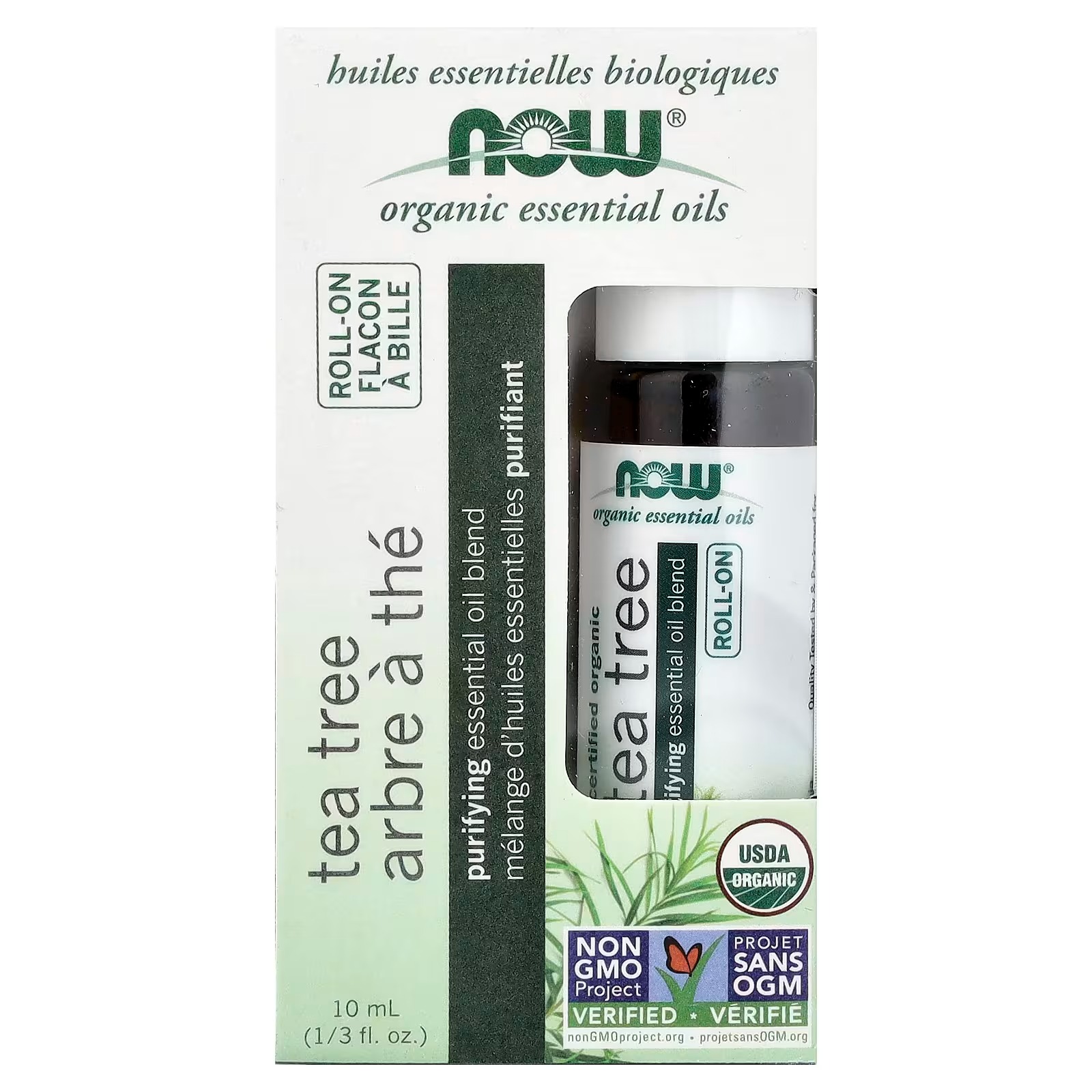 NOW Foods Essential Oils Tea Tree Roll-On Certified Organic Purifying Blend, Steam Distilled Topical Aromatherapy 10-mL thumbnail 2