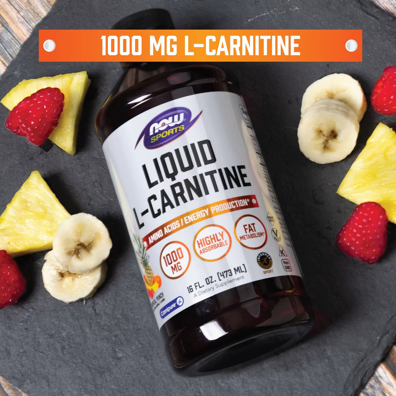 NOW Foods Sports Nutrition L-Carnitine Liquid Triple Strength 3000 mg Citrus thumbnail 3