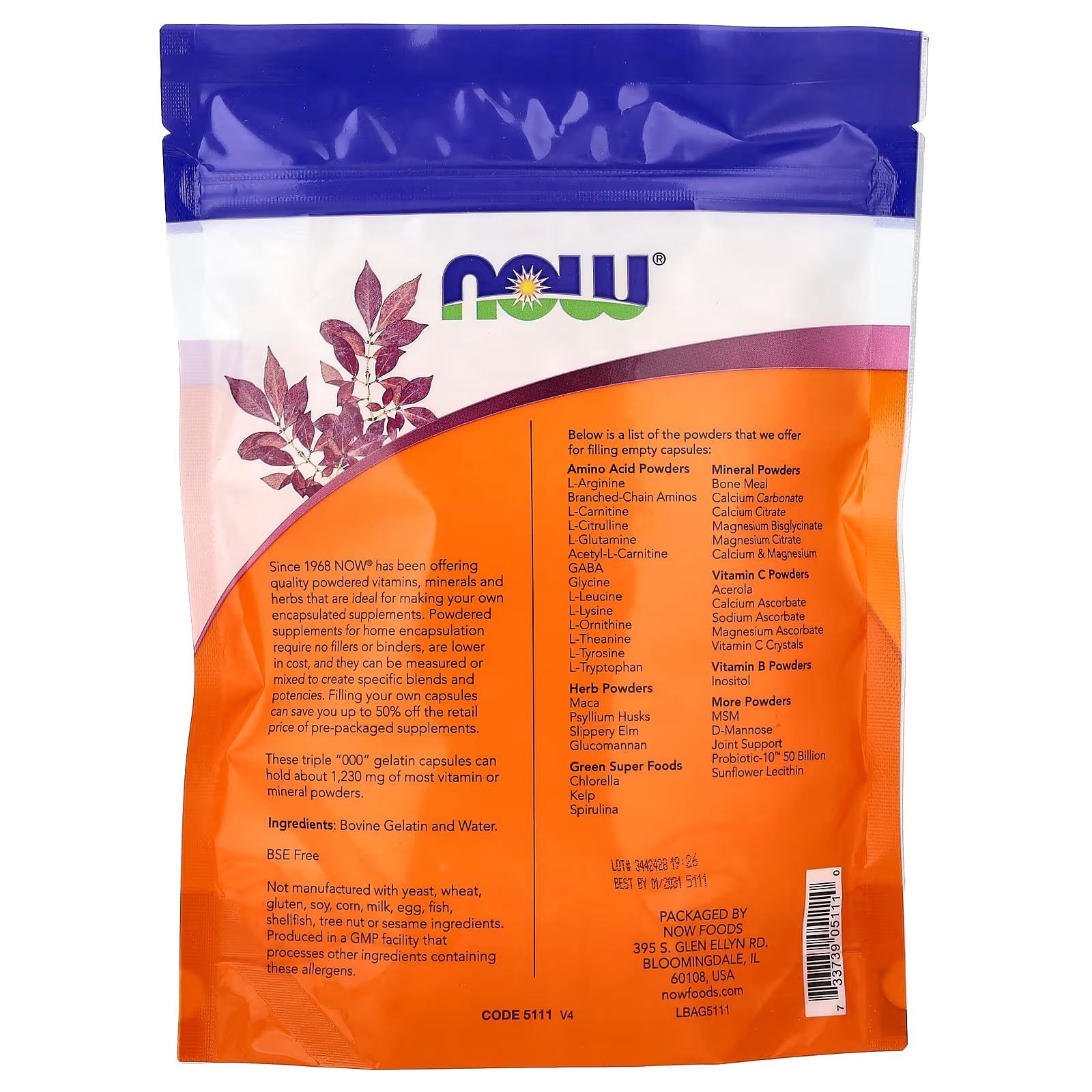 NOW Foods Triple "000" Gelatin Caps Approx 200 Empty Gelatin Capsules (33 g) thumbnail 2