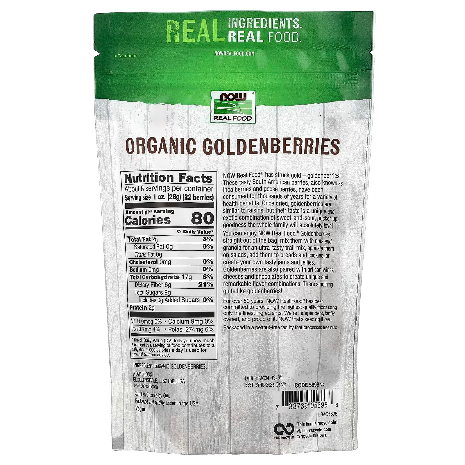 NOW Foods Real Food Organic Goldenberries  (227 g) thumbnail 2