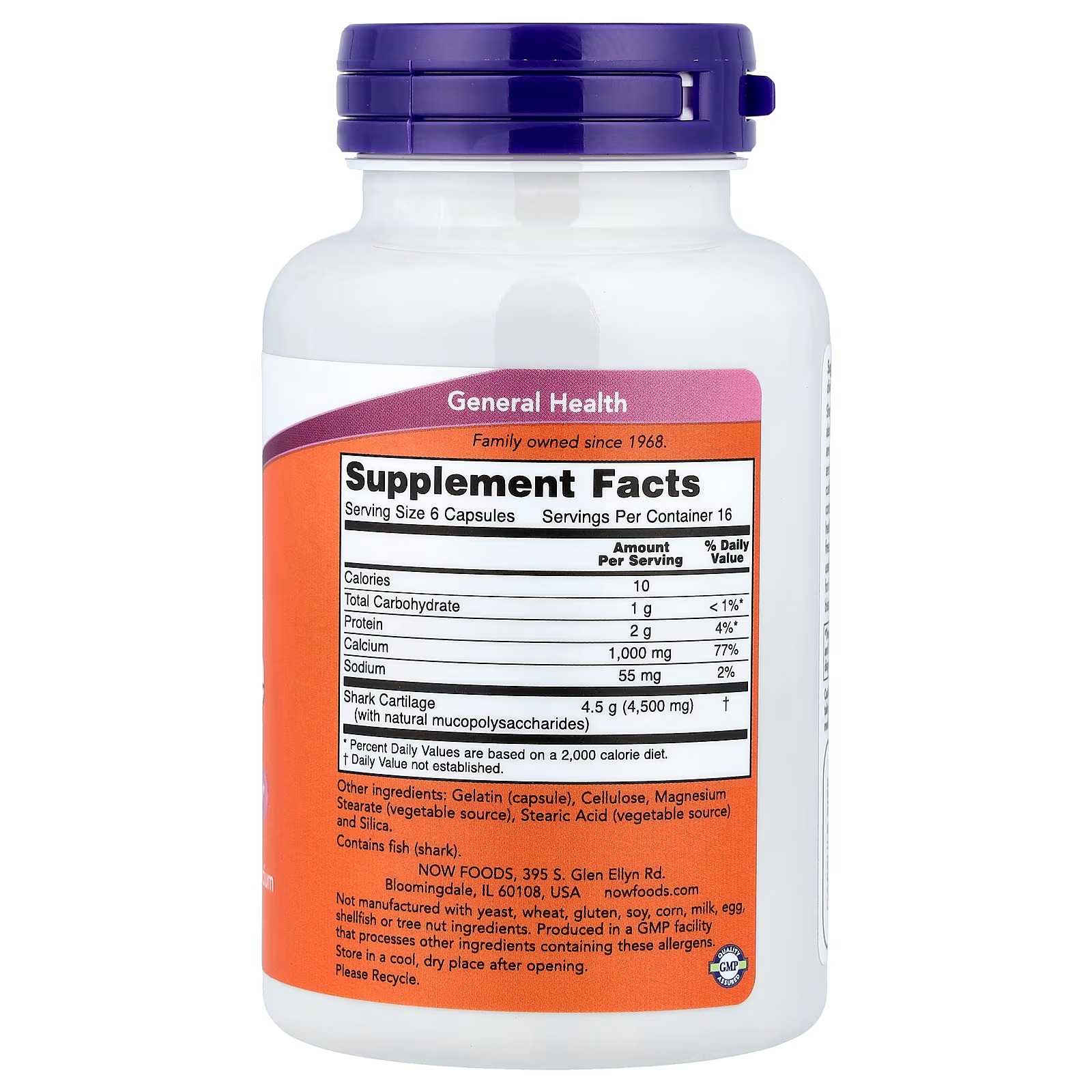 NOW Foods Shark Cartilage 100 Capsules thumbnail 2