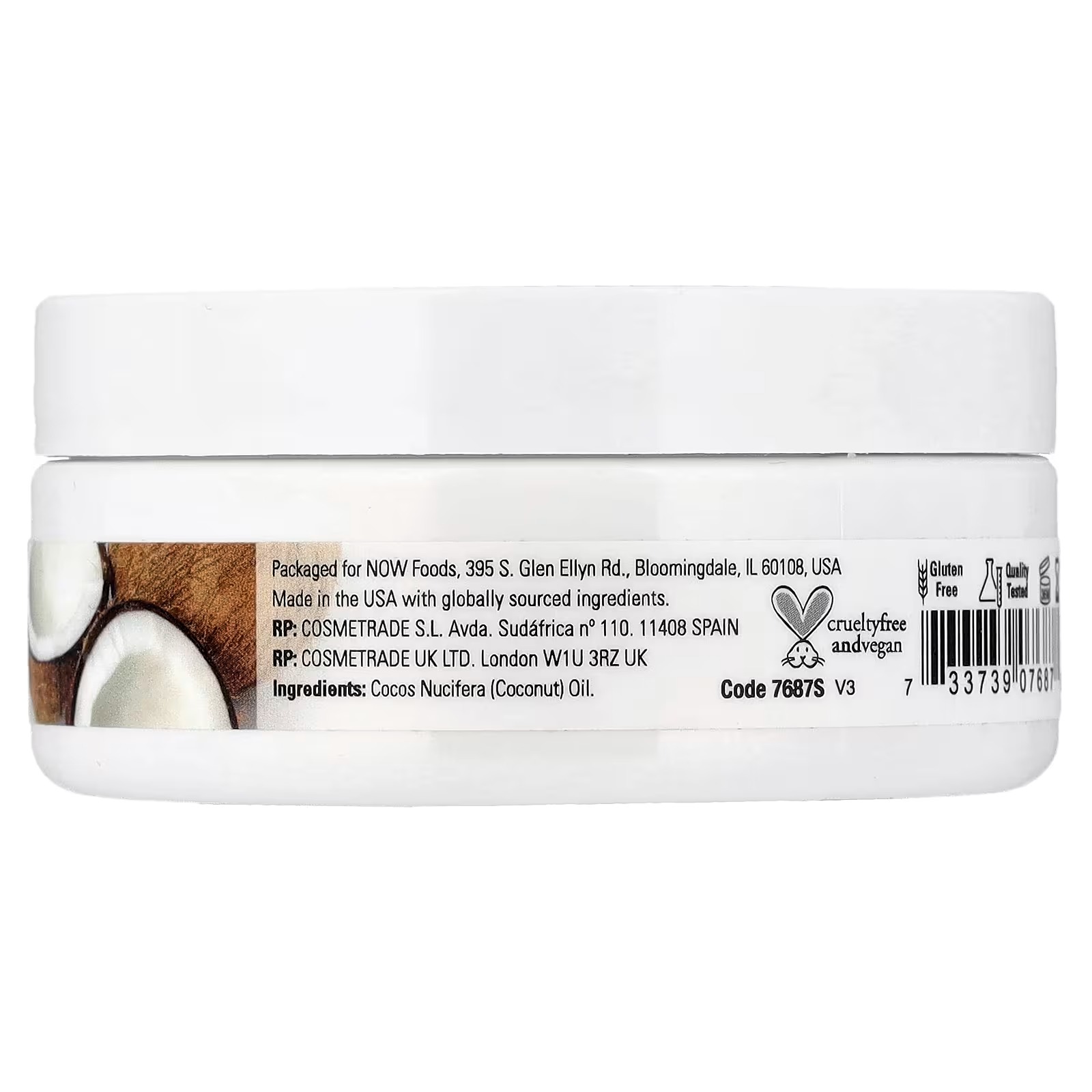 NOW Foods Solutions Coconut Oil Naturally Revitalizing for Skin and Hair Conditioning Moisturize, thumbnail 2
