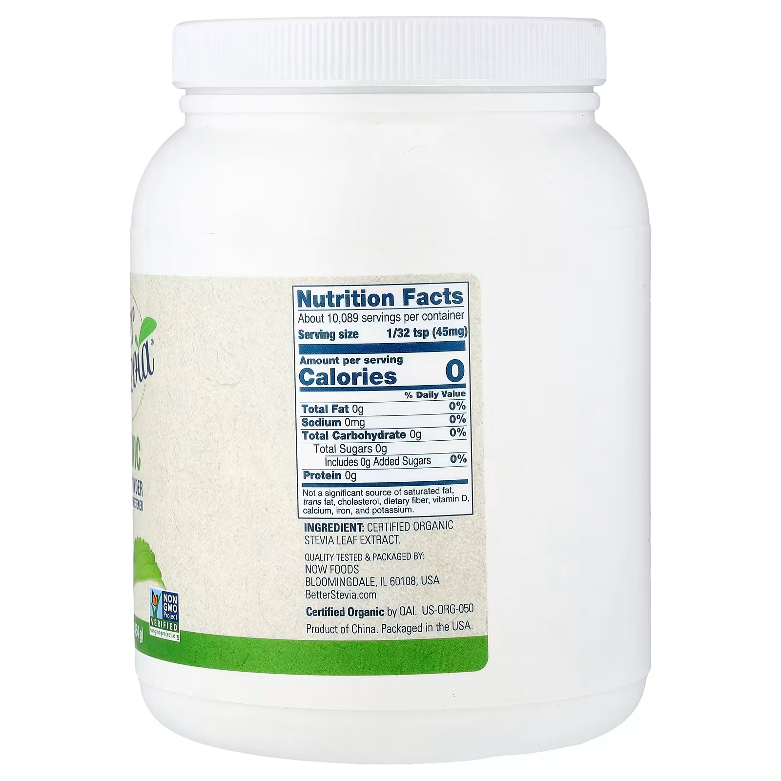 NOW Foods Better Stevia® Zero-Calorie Sweetener Organic Extract Powder (454 g) thumbnail 2