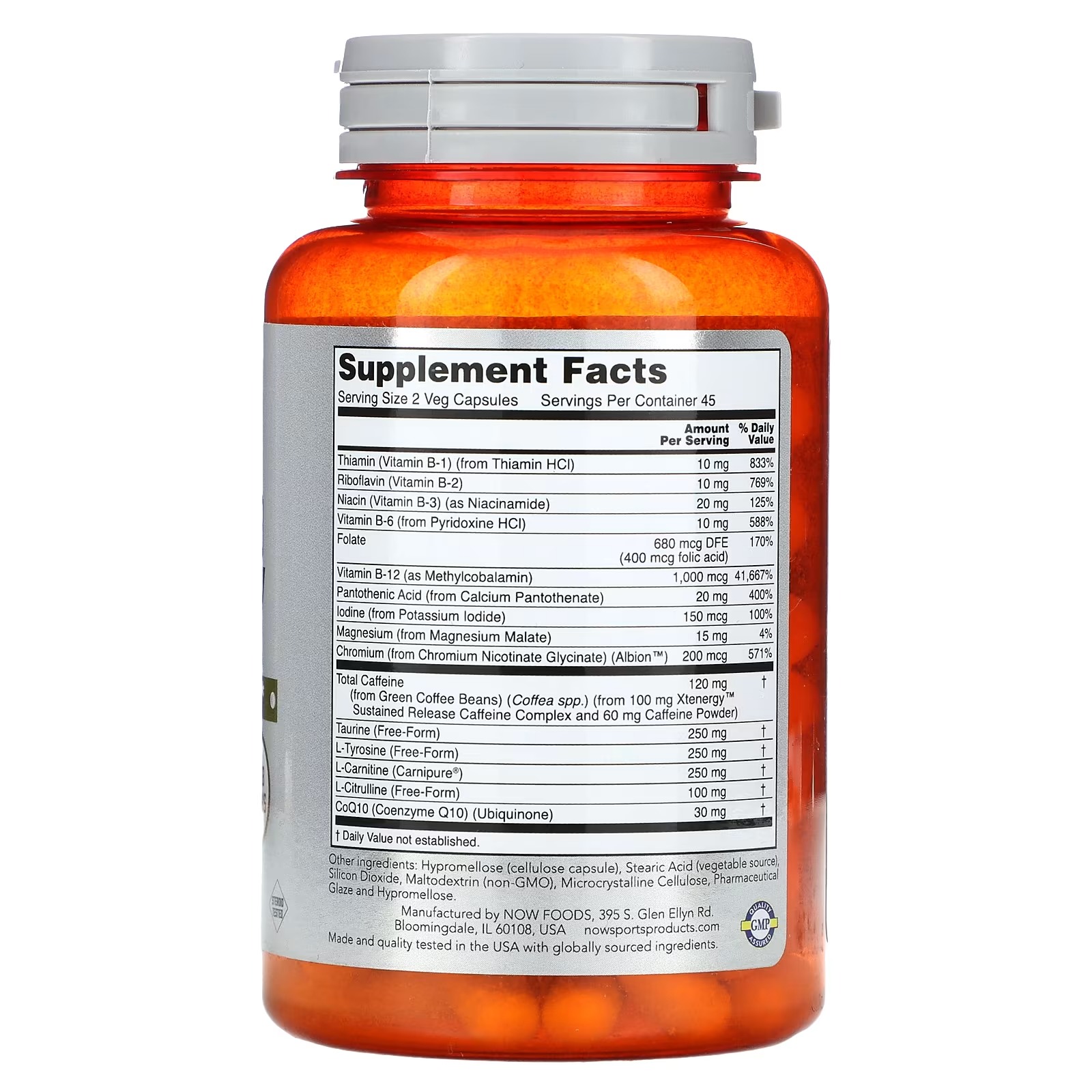Now Foods Sports Sustained Energy Energy Production Mental Alertness* Sustained Release Caffeine with B Vitamins 90 Capsules thumbnail 2