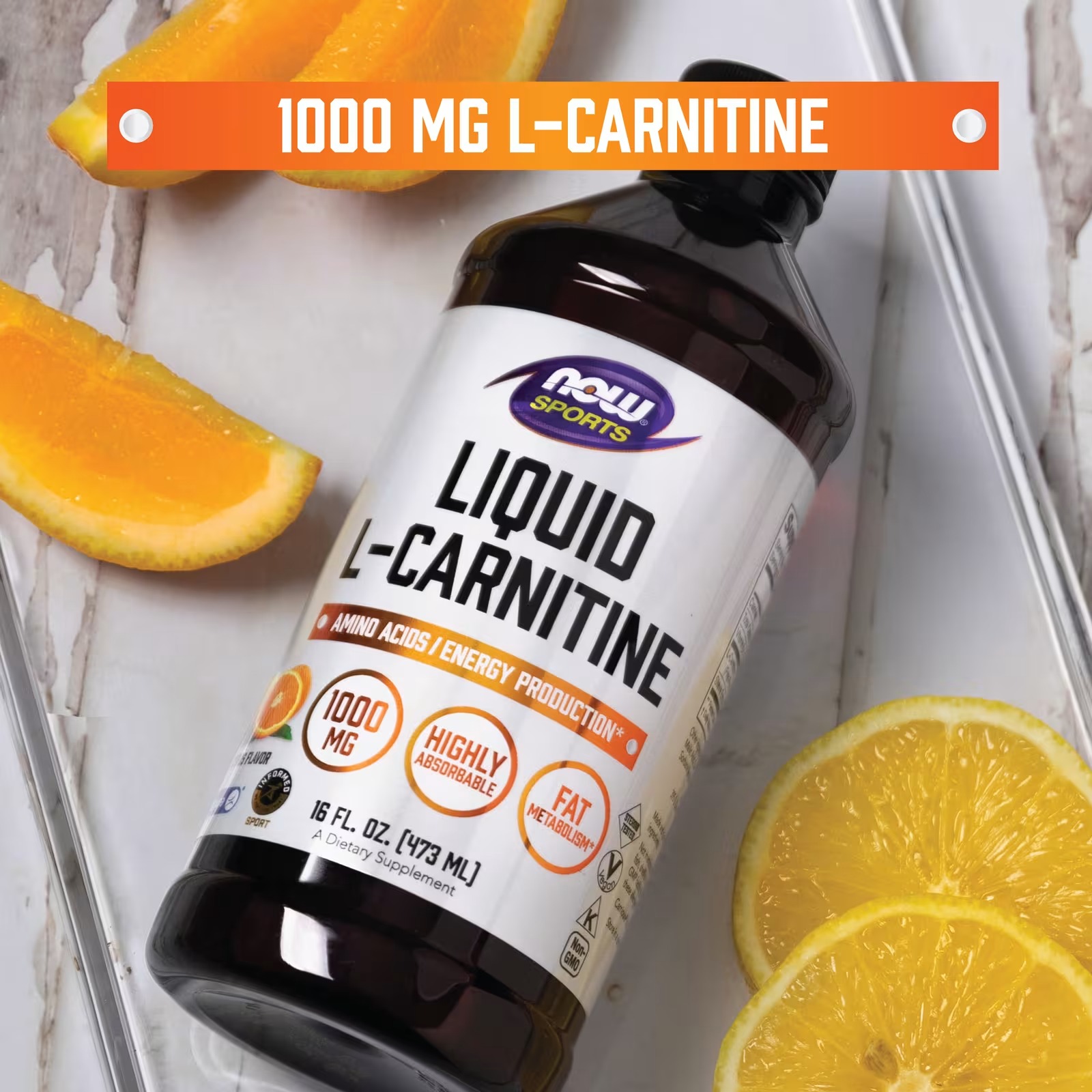 NOW Foods Sports Liquid L-Carnitine, Citrus (946 ml) thumbnail 3