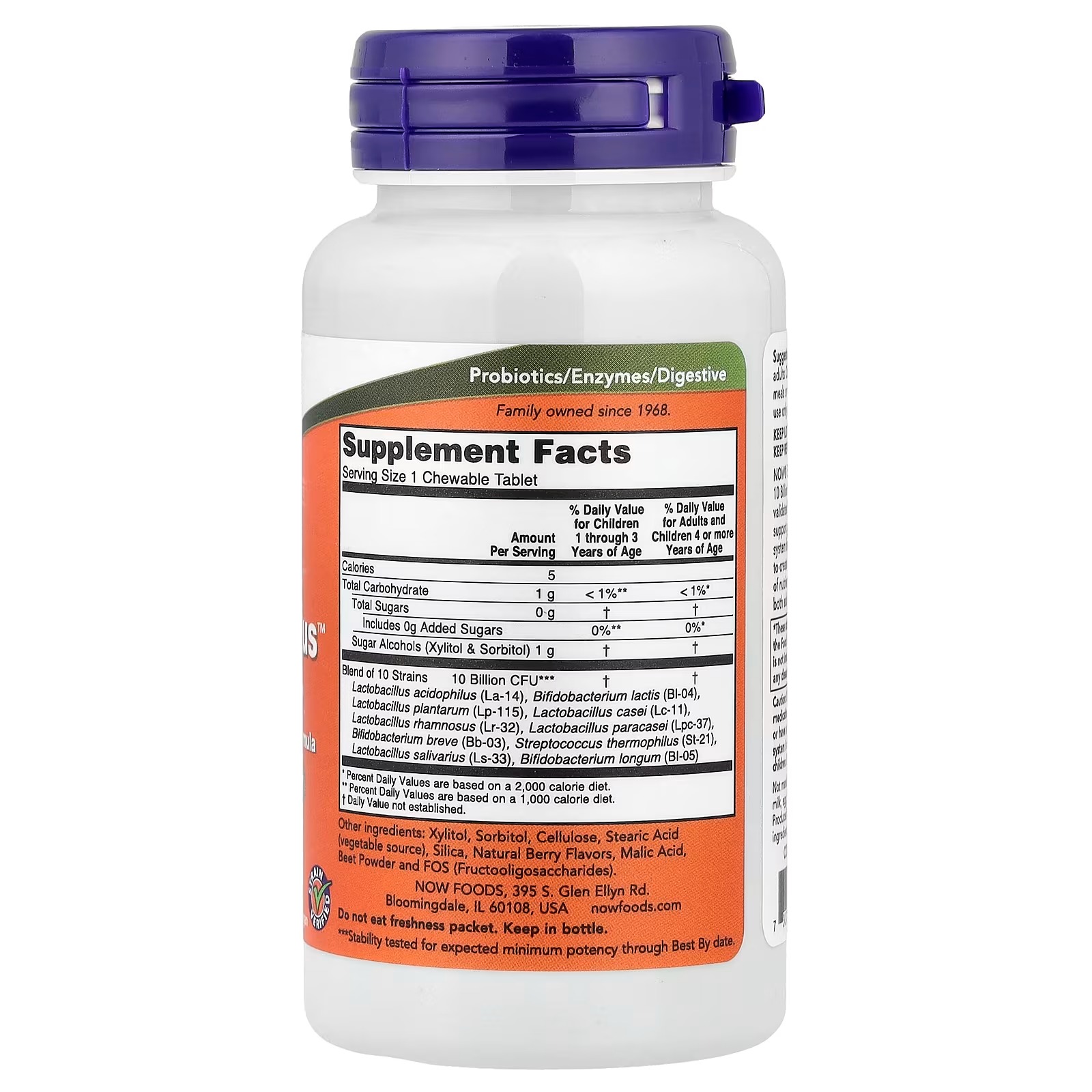 NOW Foods BerryDophilus, Developed for Adults & Children with 10 Probiotic Strains Extra Strength,Strain 50 Chewables thumbnail 2