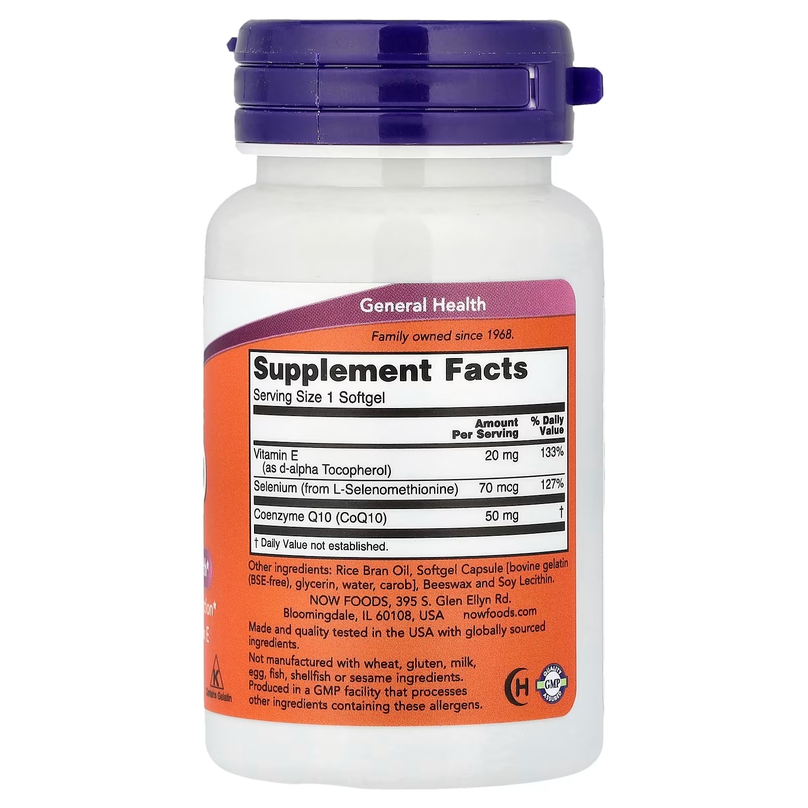NOW Foods CoQ10 50 mg Pharmaceutical Grade All-Trans Form produced by Fermentation 50 Softgels thumbnail 2