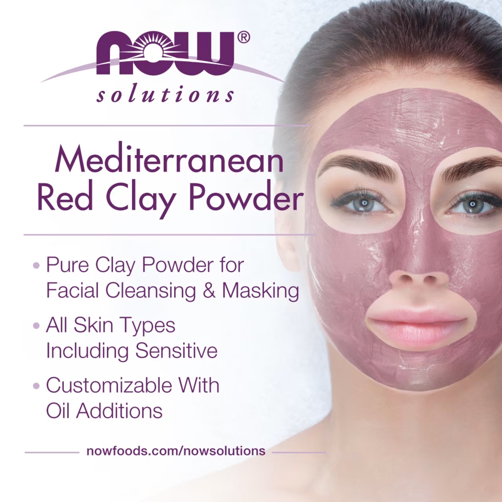 NOW Foods Solutions Mediterranean Red Clay Powder Pure Powder for Sensitive Skin Facial Mask thumbnail 4