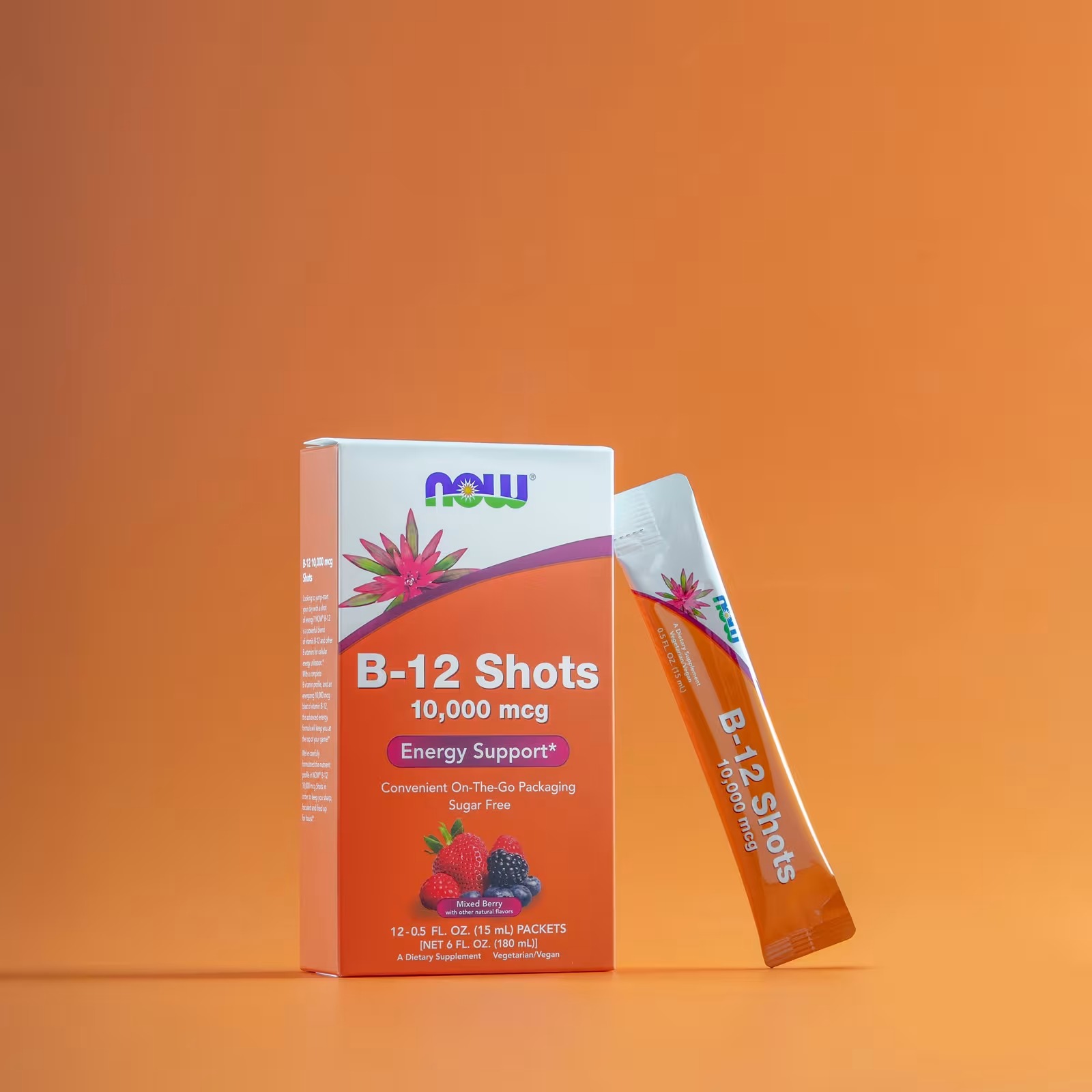 NOW Foods B-12 10,000mcg Shots 0.5 ounce 12 Count Box Mixed Berry thumbnail 5
