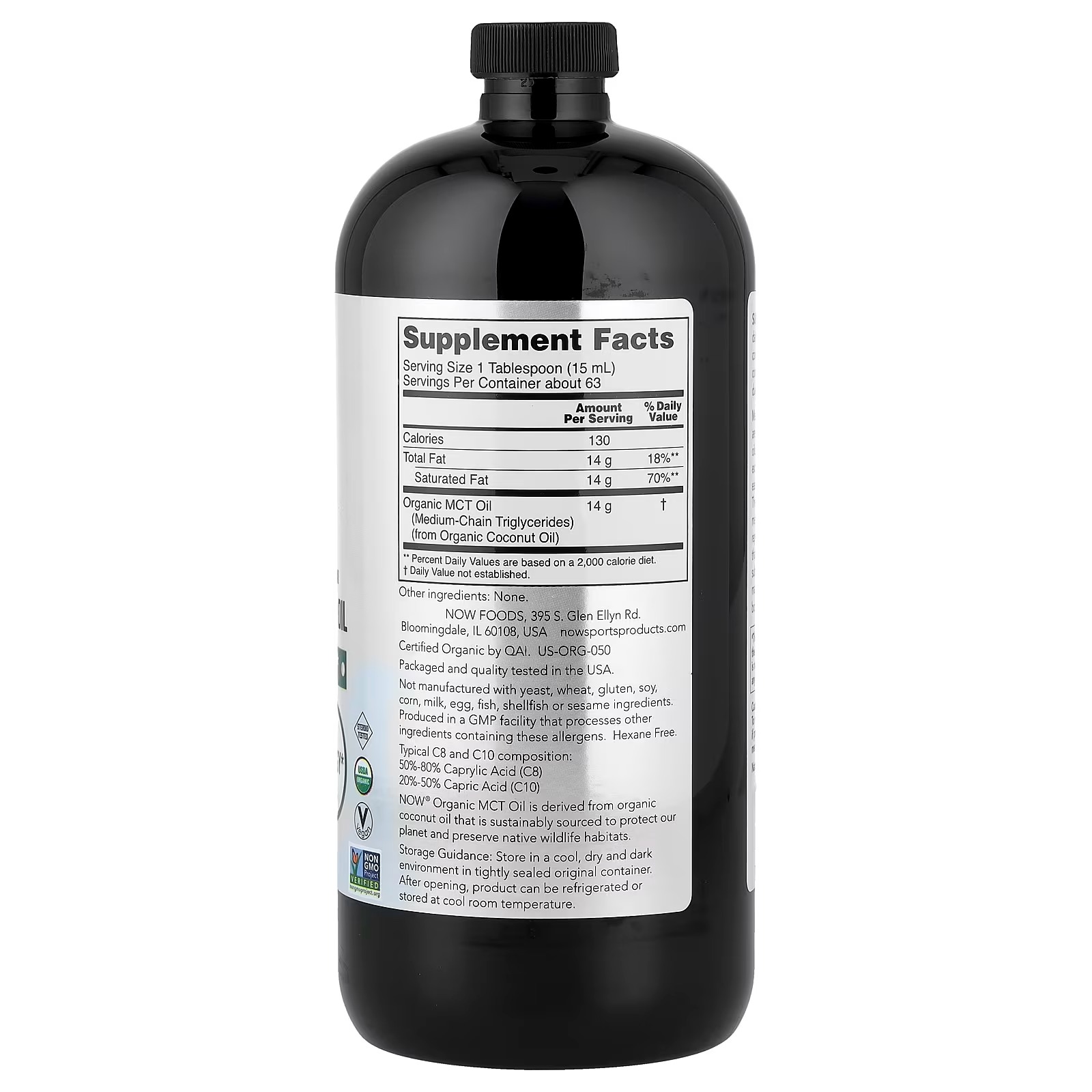 NOW Foods Sports Organic MCT Oil 14 g Plastic Bottle thumbnail 2