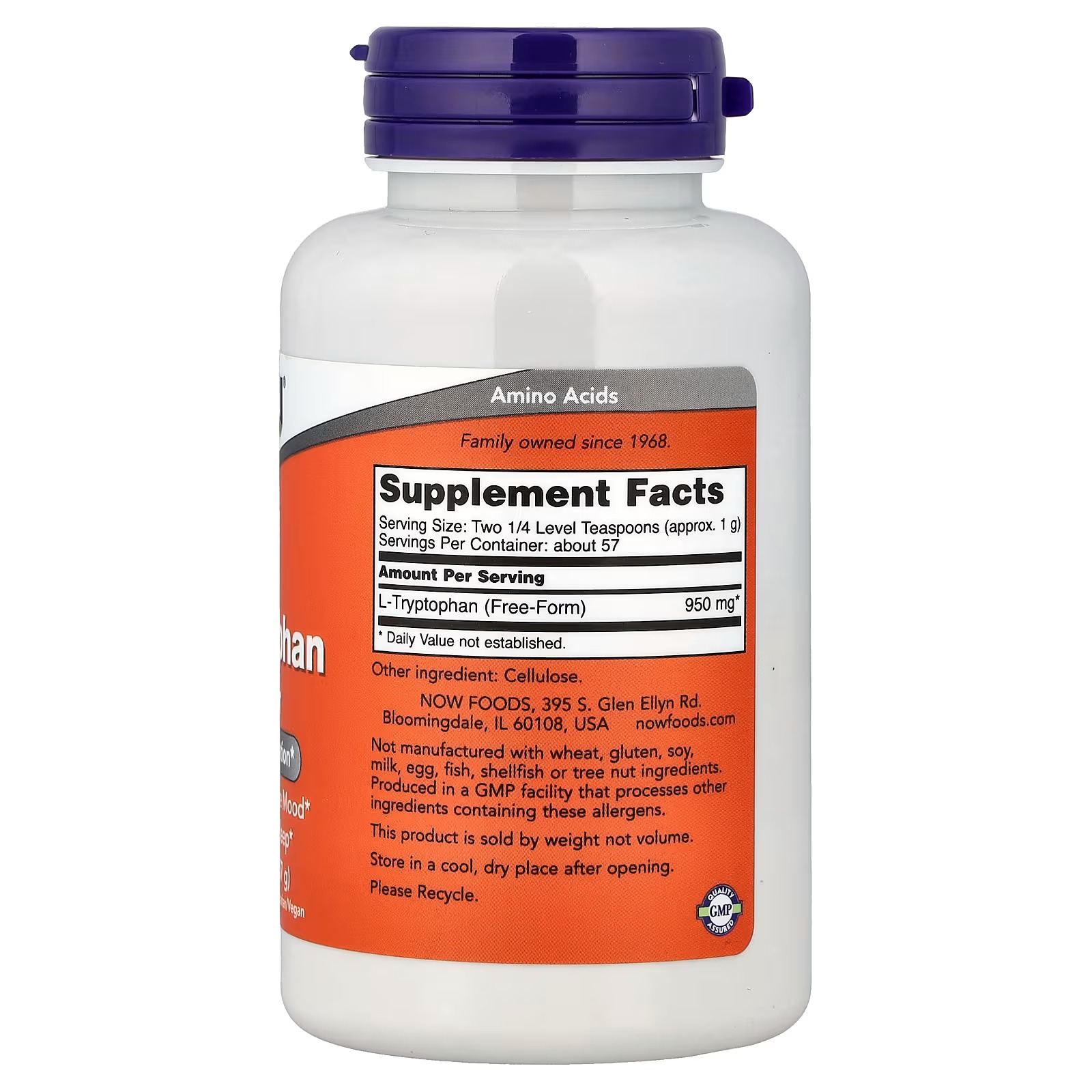NOW Foods L-Tryptophan Powder, Free-Form Supports Relaxation  Amino Acid 57 g thumbnail 2