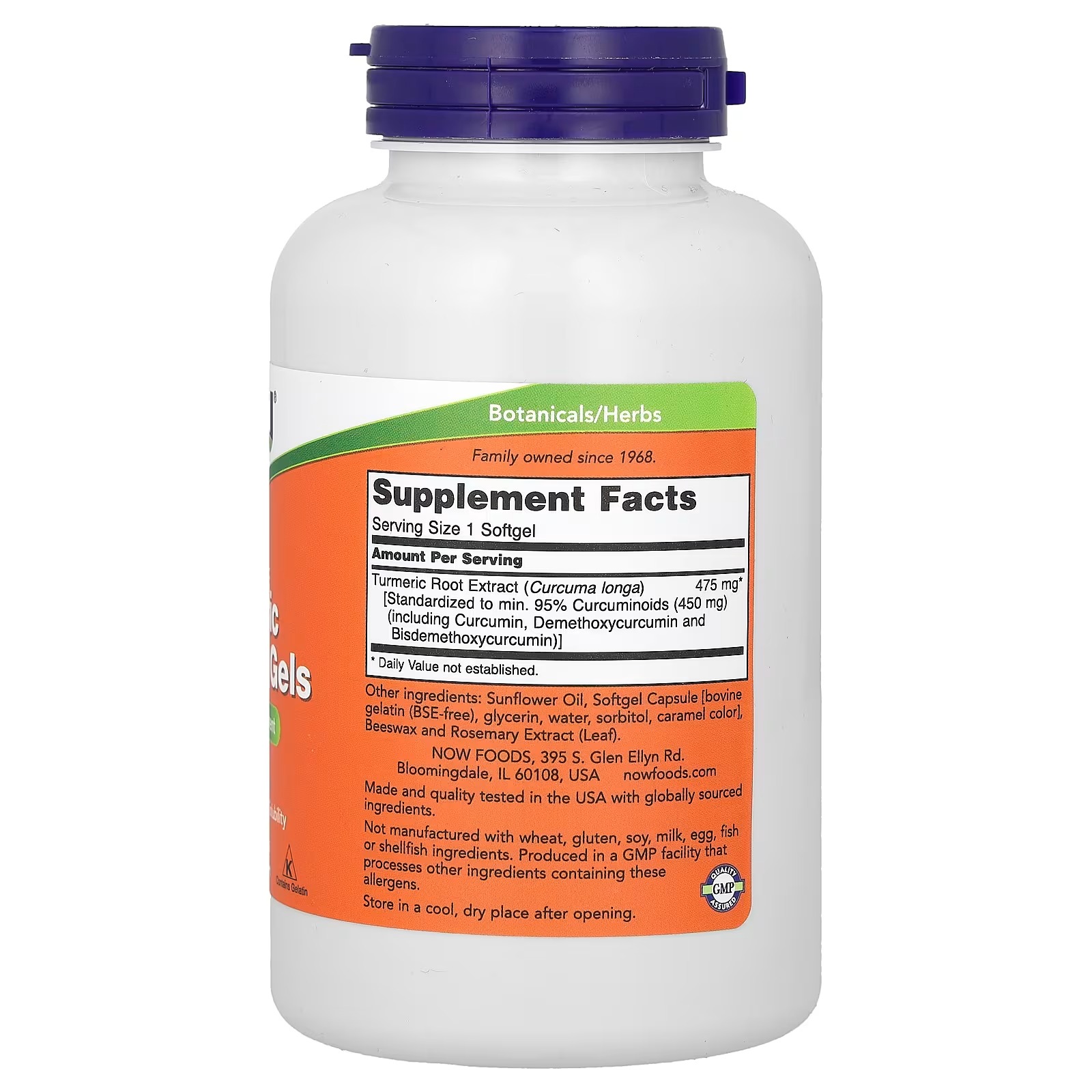 NOW Foods Tumeric Curcumin (Curcuma longa) Gels Standardized Extract Herbal with 95% Curcuminoids 120 Softgels thumbnail 2