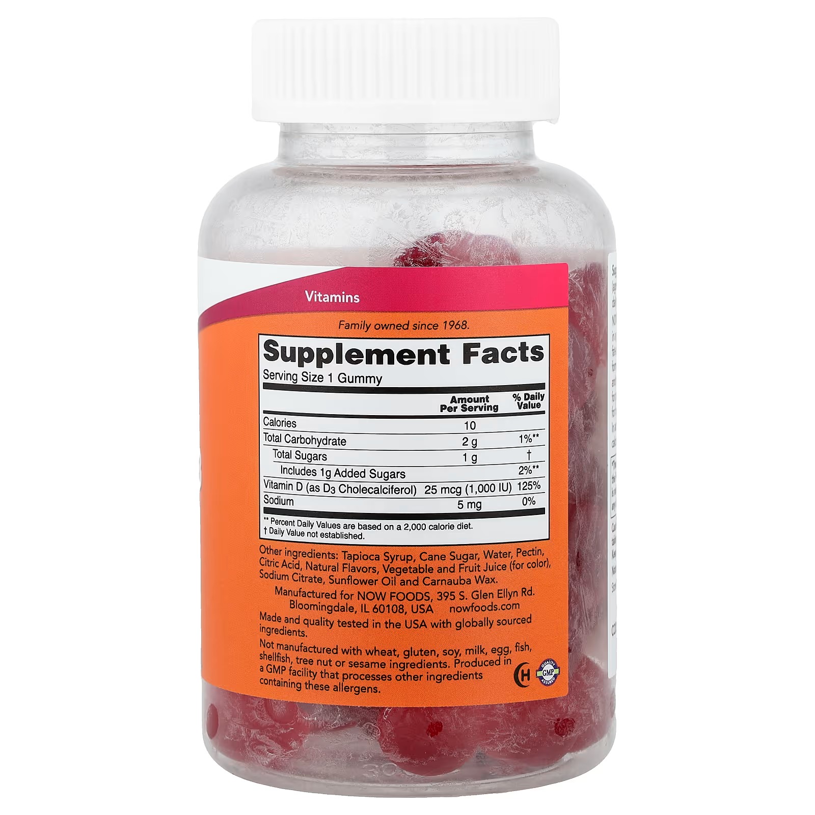 NOW Foods Vitamin D-3 1000 IU Natural Fruit Flavor Structural Support 180 Chewables thumbnail 2