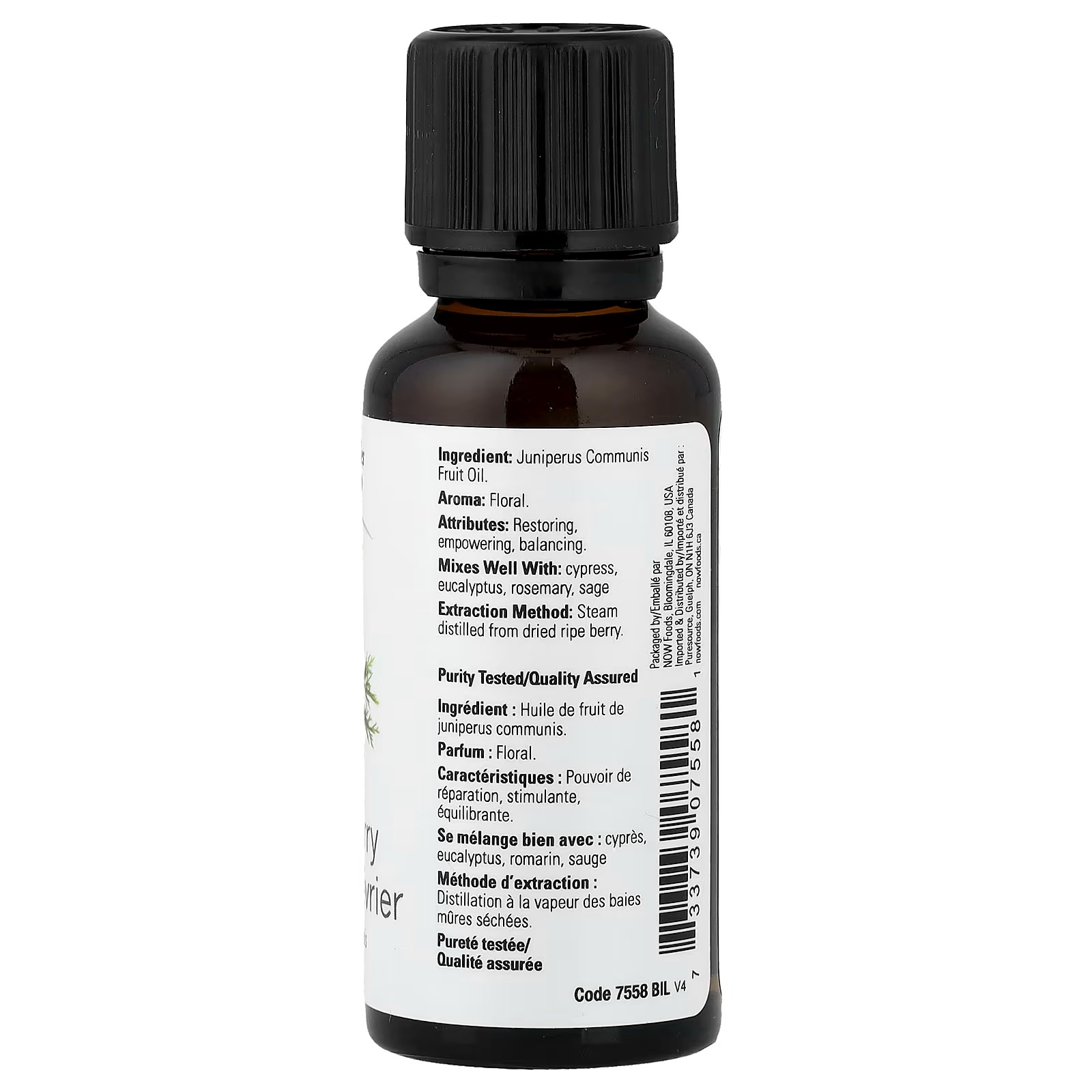 NOW Essential Oils Juniper Berry Oil Undiluted, Steam Distilled  30ml thumbnail 2