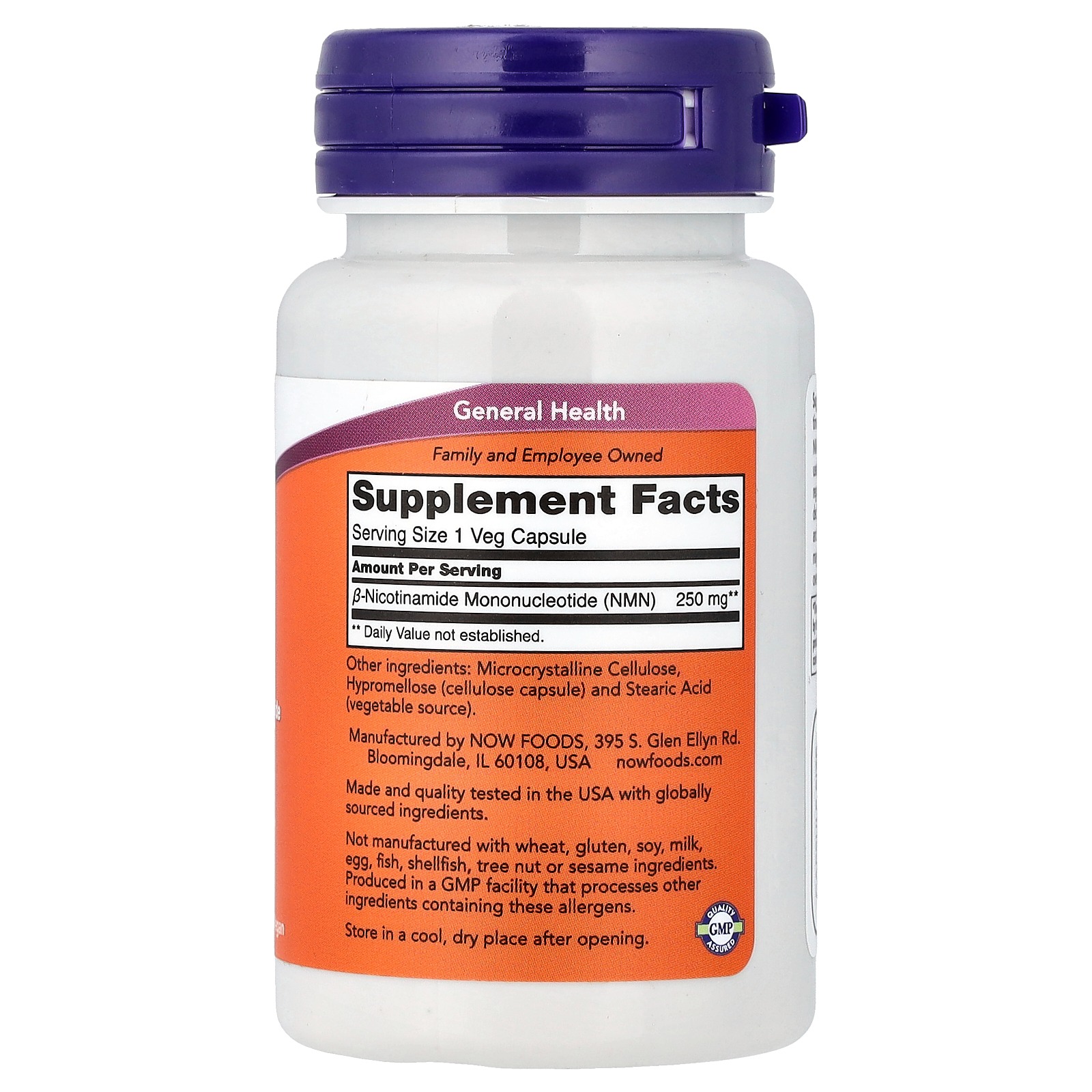 Now Foods NMN 250mg per Serving 99% Purity Cellular Energy & Healthy Aging 60 Capsules thumbnail 2