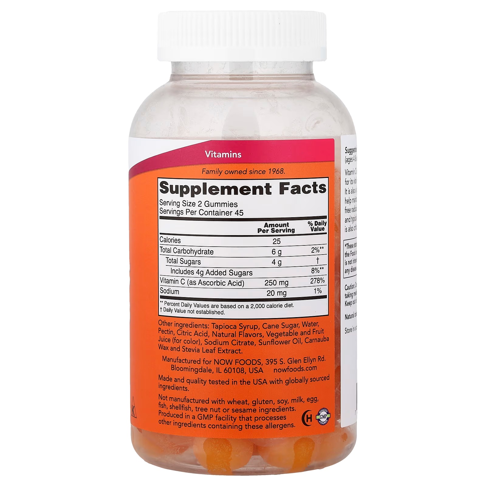 NOW Foods Vitamin C Gummies Orange 90 Gummies thumbnail 2