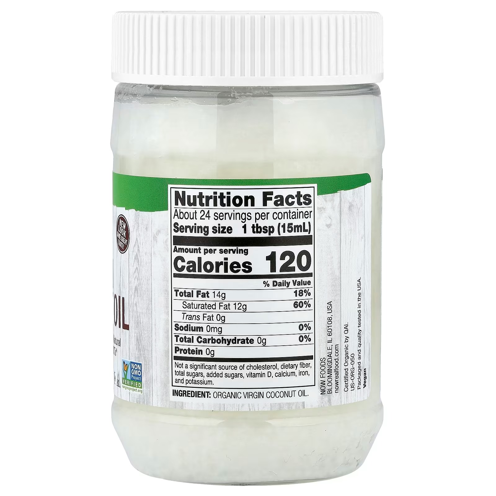 NOW Foods Real Food Organic Virgin Coconut Oil (355 ml) thumbnail 2