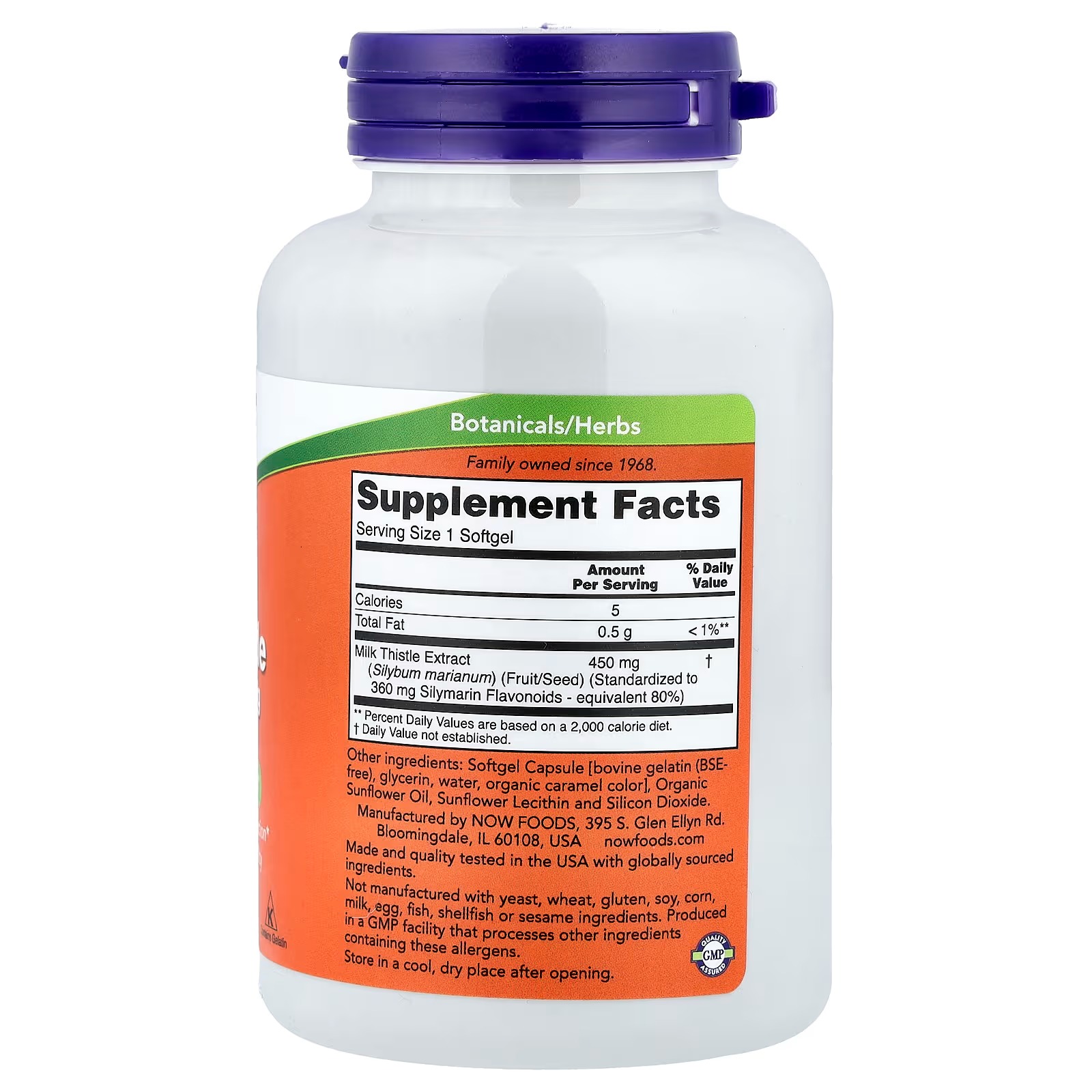 NOW Foods Silymarin Milk Thistle Extract Extra Strength 450 mg 120 Softgels thumbnail 2