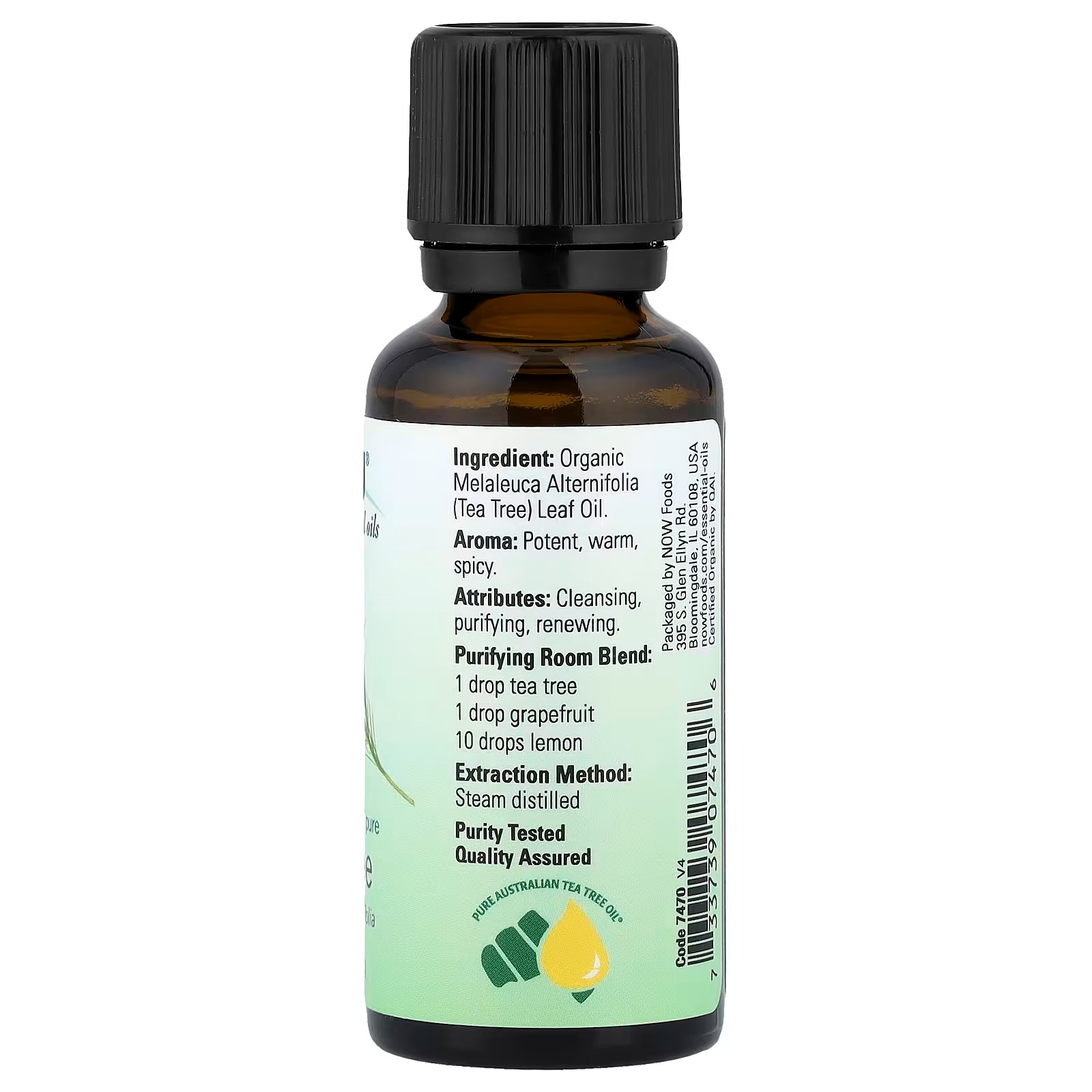 NOW Foods Essential Oils Tea Tree Oil Cleansing Aromatherapy Scent Steam Distilled 100% Pure Vegan 30ml thumbnail 2