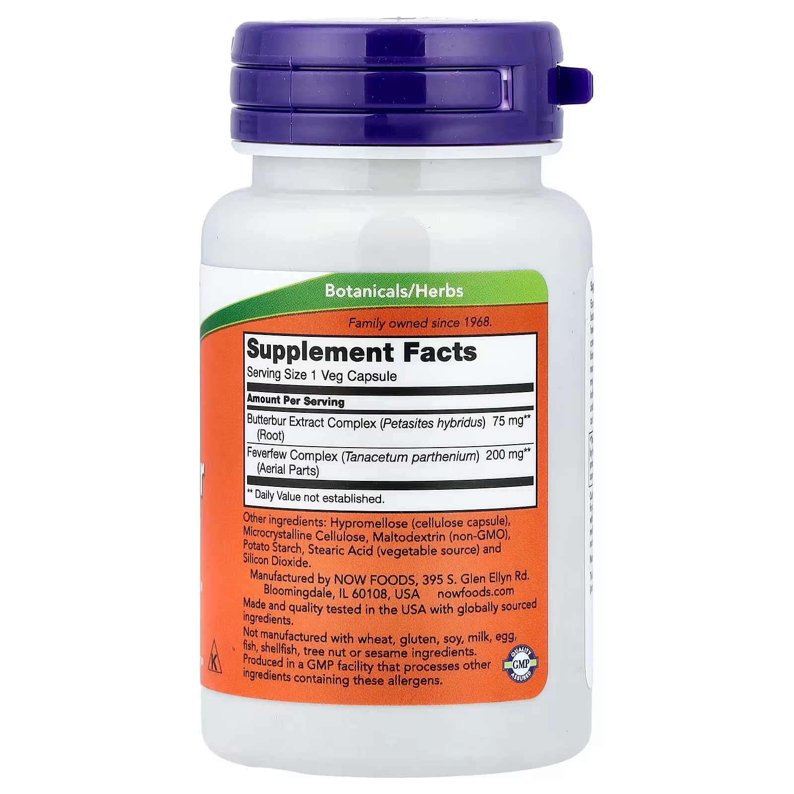 NOW Foods Butterbur with Feverfew Neurological Support 60 Veg Capsules thumbnail 2