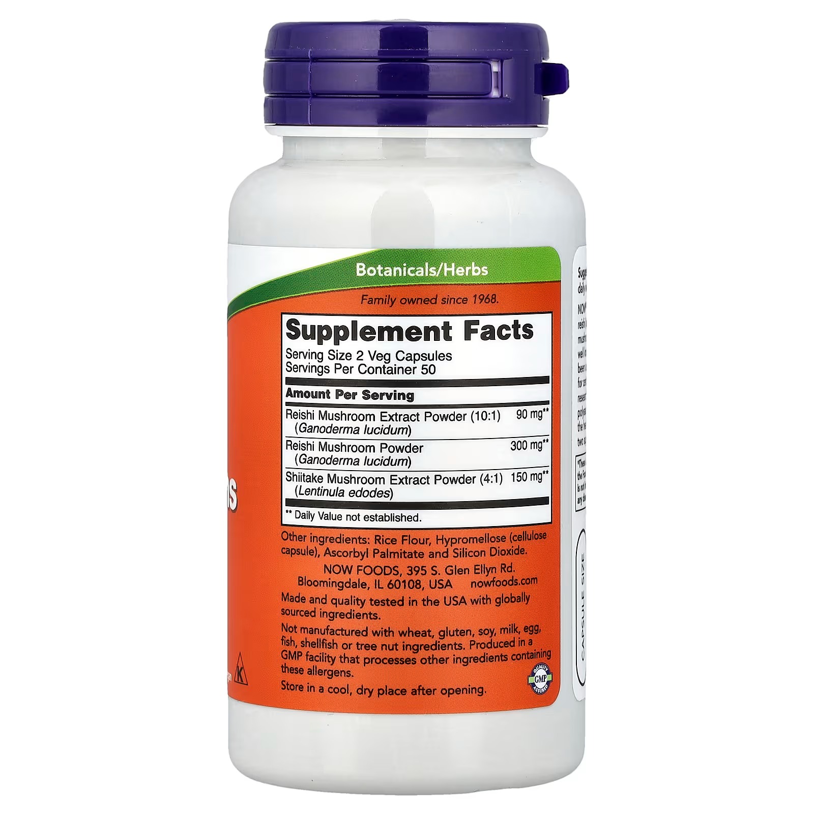 Now Foods Rei-Shi Mushrooms 100 Capsules with 270 mg Reishi Mushroom Extract per Capsule thumbnail 2