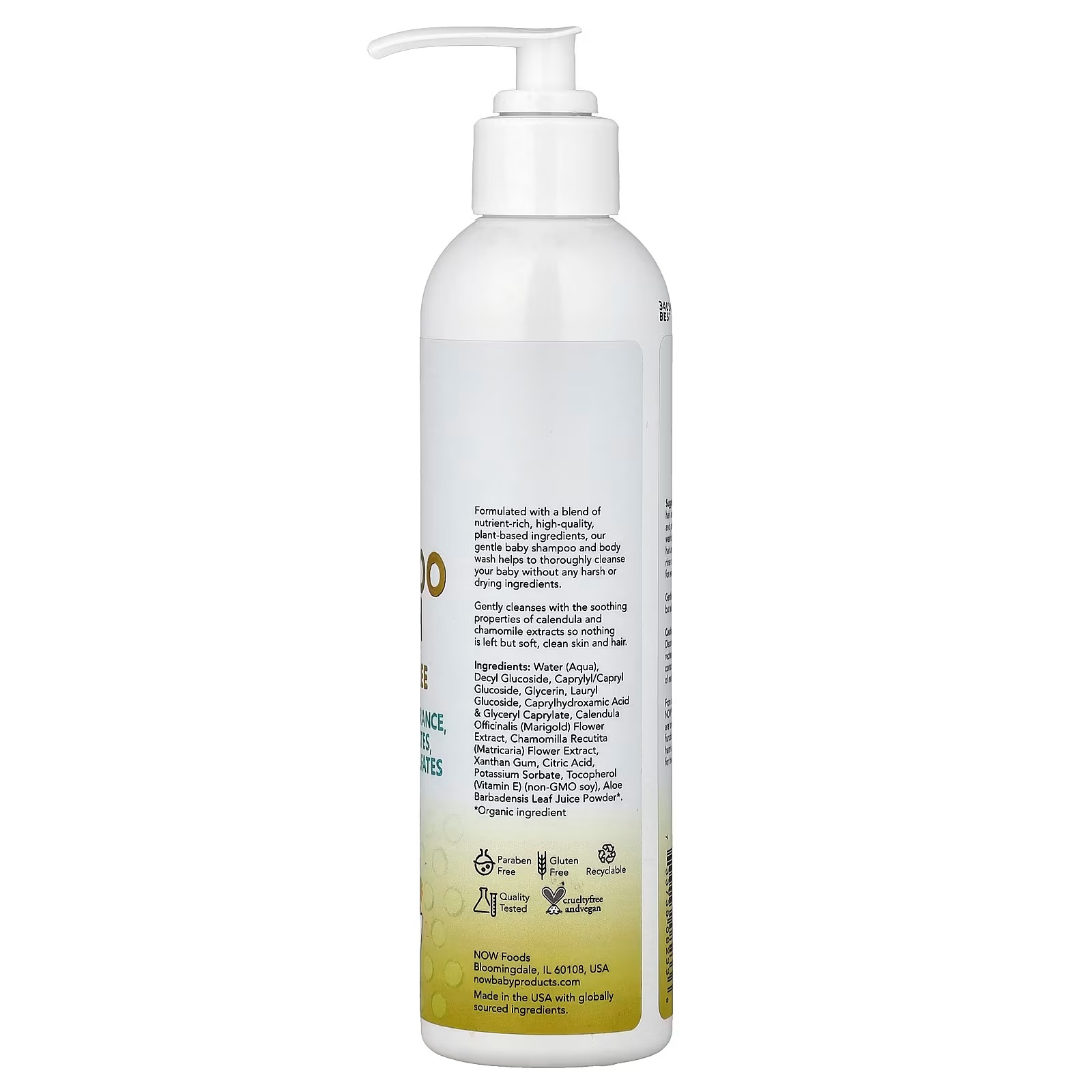 NOW Foods Baby Gentle Shampoo & Wash Fragrance Free with No Artificial Fragrance Parabens Phthalates Petrolatum thumbnail 2