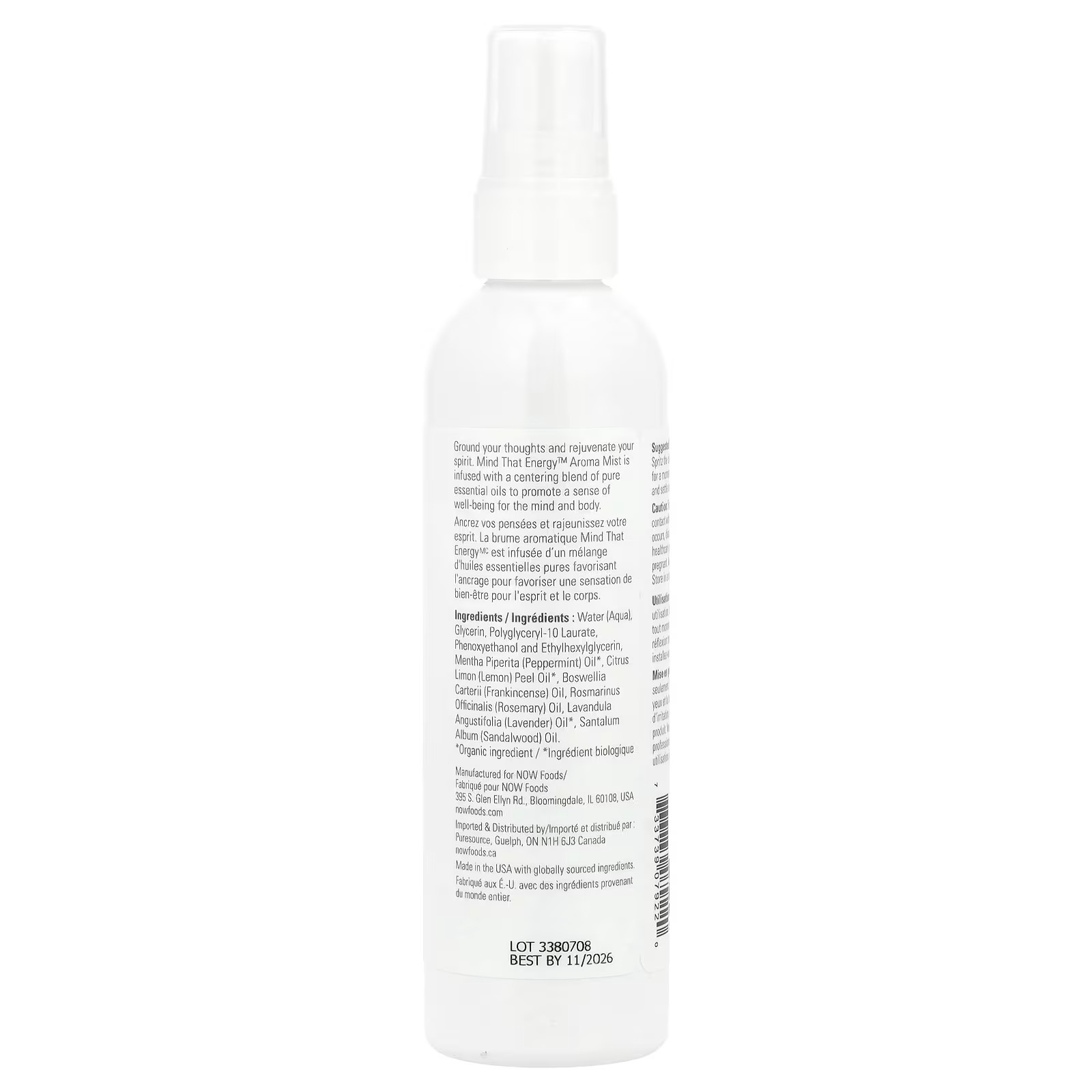 Now Foods Essential Oils Mind that Energy Aroma Mist 4 Fl. Oz - Peppermint Lemon Frankincense Rosemary Lavender Sandalwood  Aromatherapy Organic,Beige thumbnail 2