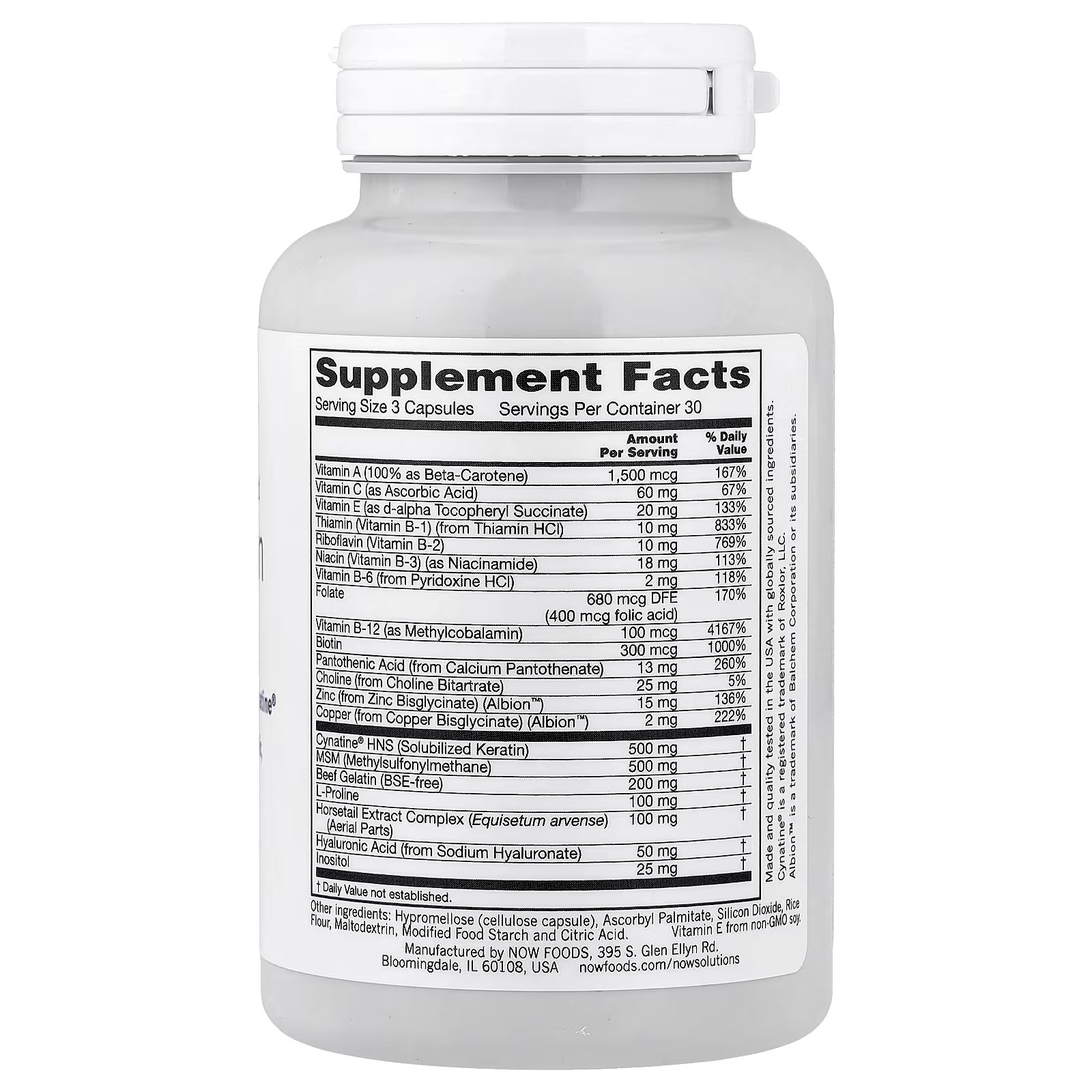 NOW Foods Solutions Clinically Advanced Hair Skin & Nails 90 Capsules thumbnail 2