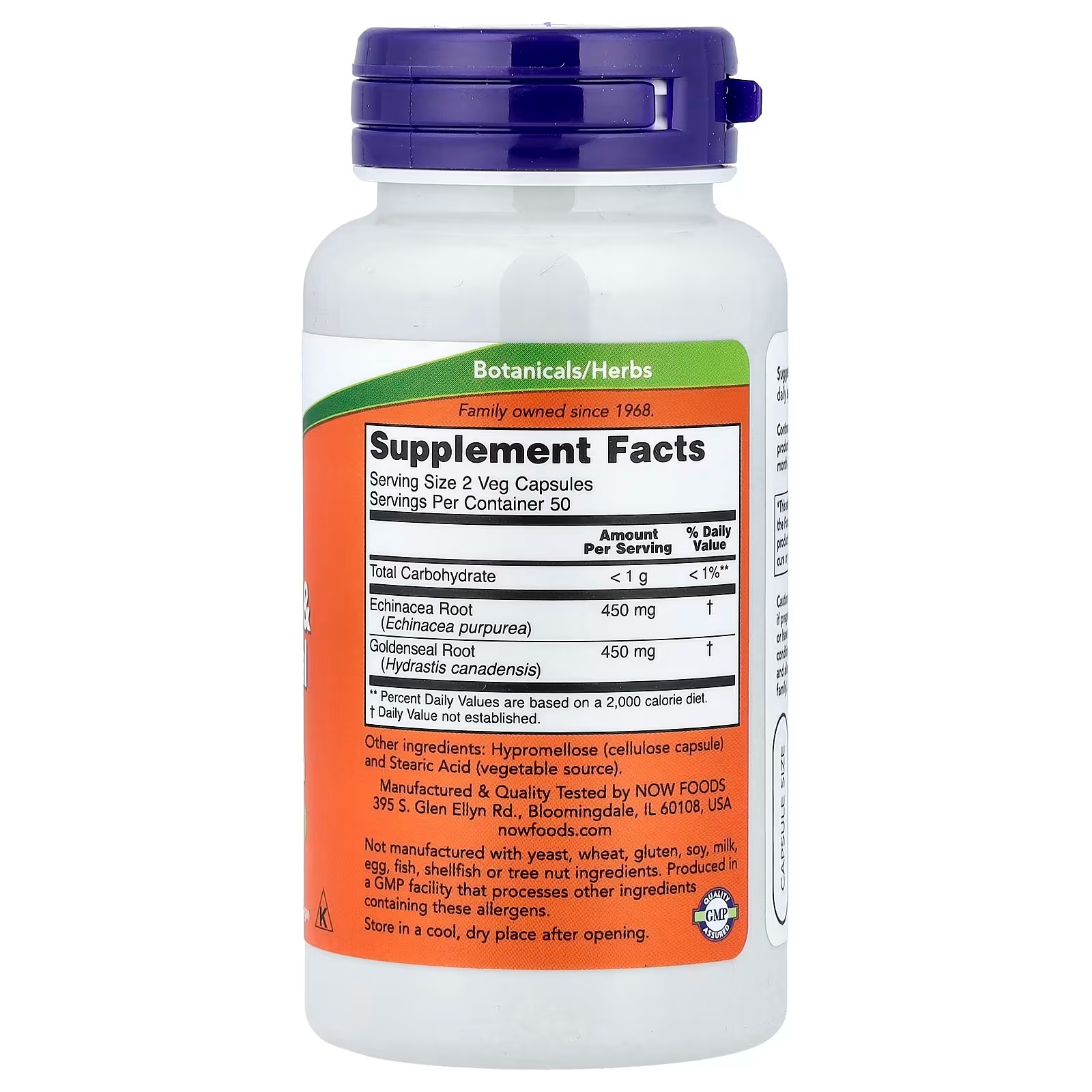 NOW Foods Echinacea (Purpurea Root) 400 mg Immune System Support 100 Veg Capsules thumbnail 2