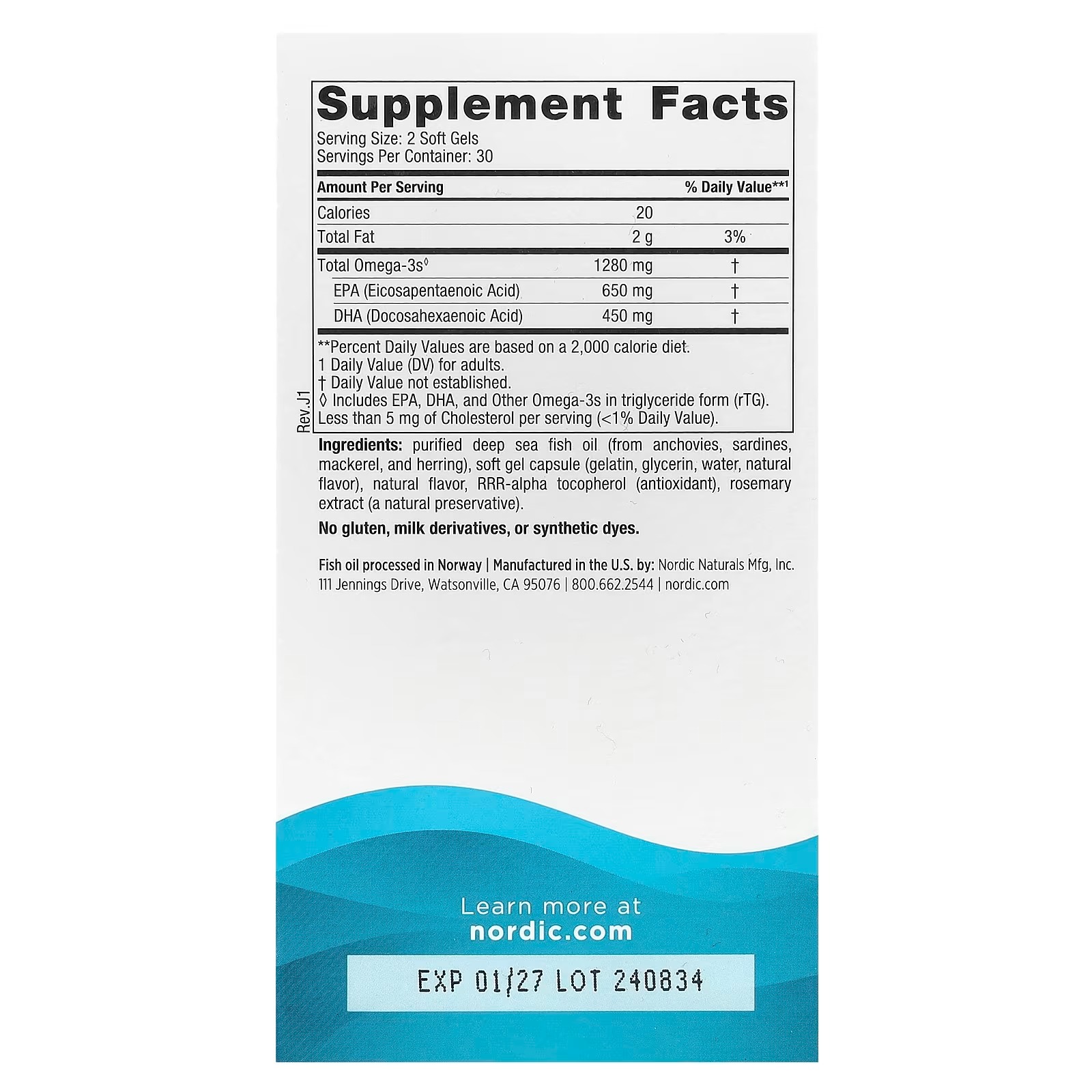 Nordic Naturals Ultimate Omega 1280mg Omega-3 Fish Oil Lemon - 60 Count | High-potency Omega-3 Fish Oil with EPA & DHA supports brain & heart health. Non-GMO, burpless formula 30 servings thumbnail 2