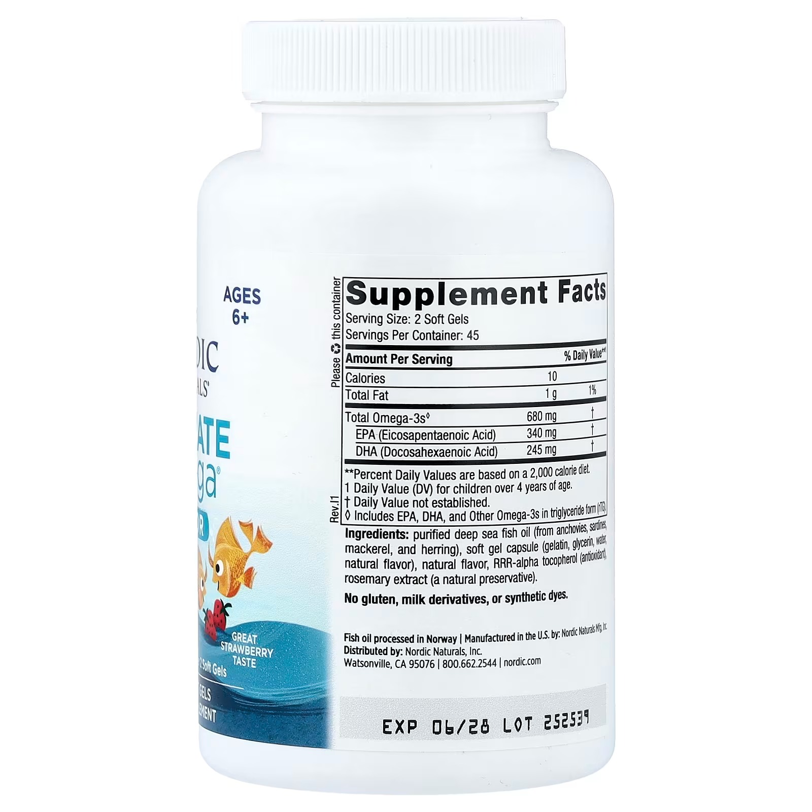 Nordic Naturals Ultimate Omega Jr. Strawberry - 90 Mini Soft Gels - 680 Total Omega-3s with EPA & DHA - Brain Health Mood Learning thumbnail 4