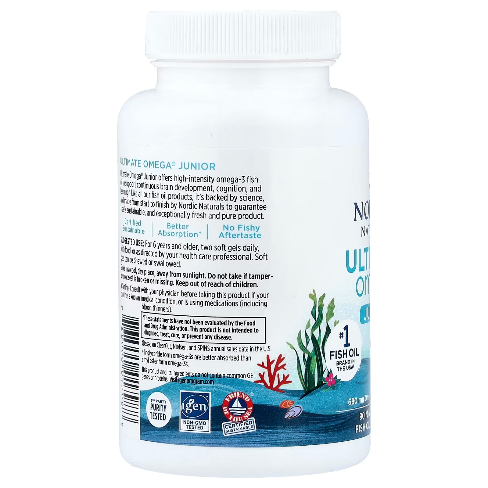 Nordic Naturals Ultimate Omega Jr. Strawberry - 90 Mini Soft Gels - 680 Total Omega-3s with EPA & DHA - Brain Health Mood Learning thumbnail 2