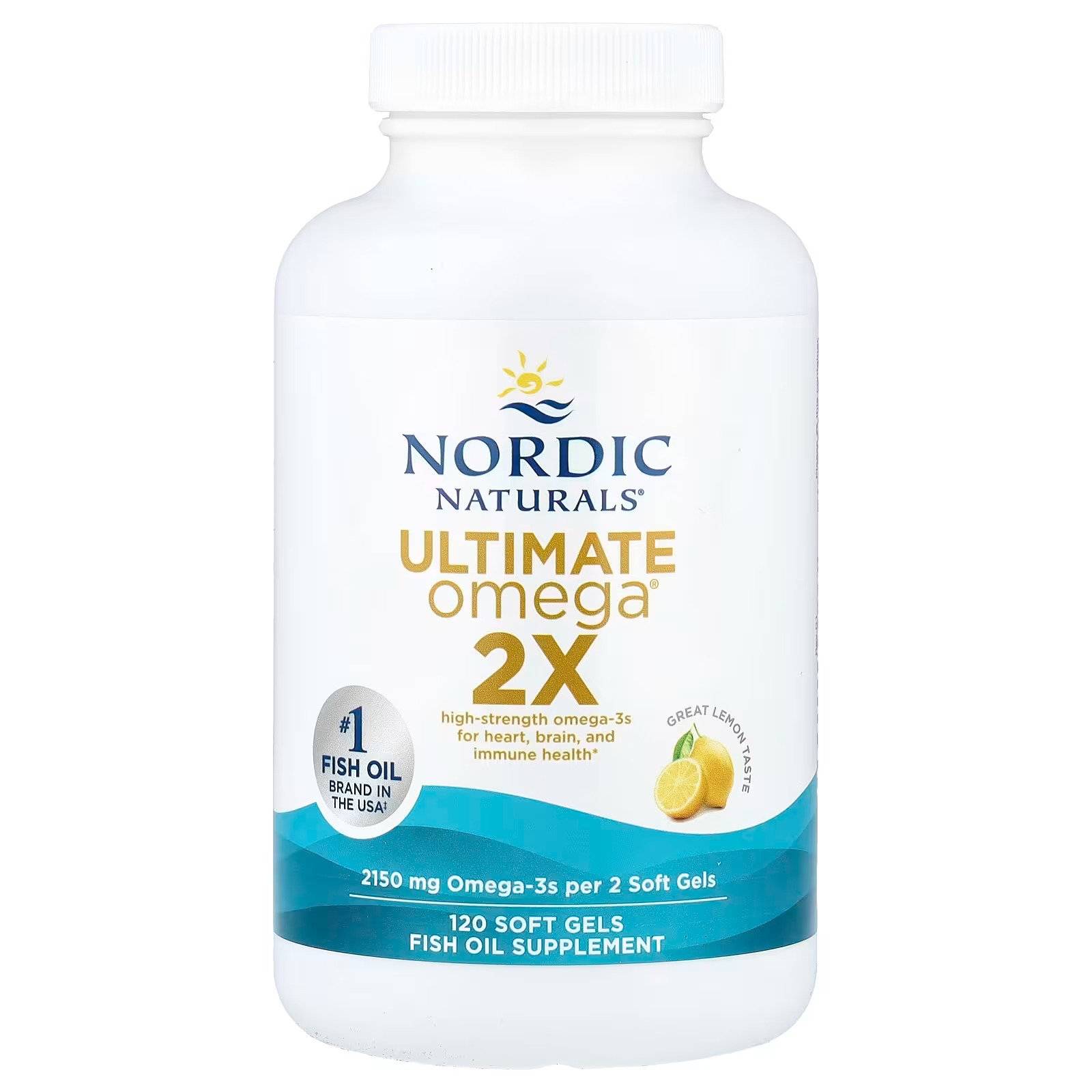 Nordic Naturals Ultimate Omega 2X 2150mg Fish Oil Lemon  | High-potency 2X formula with EPA & DHA for brain & heart health Non-GMO soft gels 60 thumbnail 3