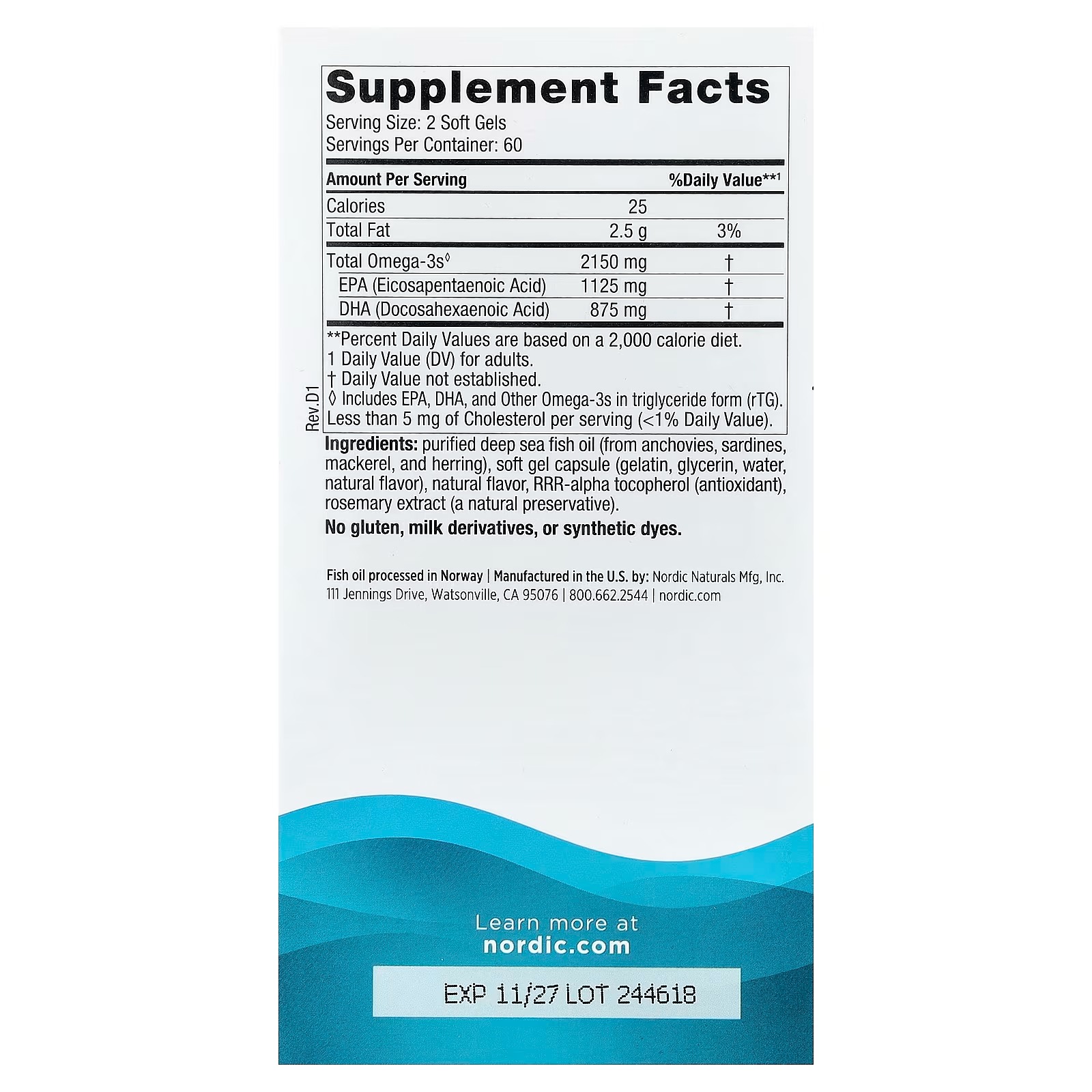 Nordic Naturals Ultimate Omega 2X 2150mg Fish Oil Lemon  | High-potency 2X formula with EPA & DHA for brain & heart health Non-GMO soft gels 60 thumbnail 2
