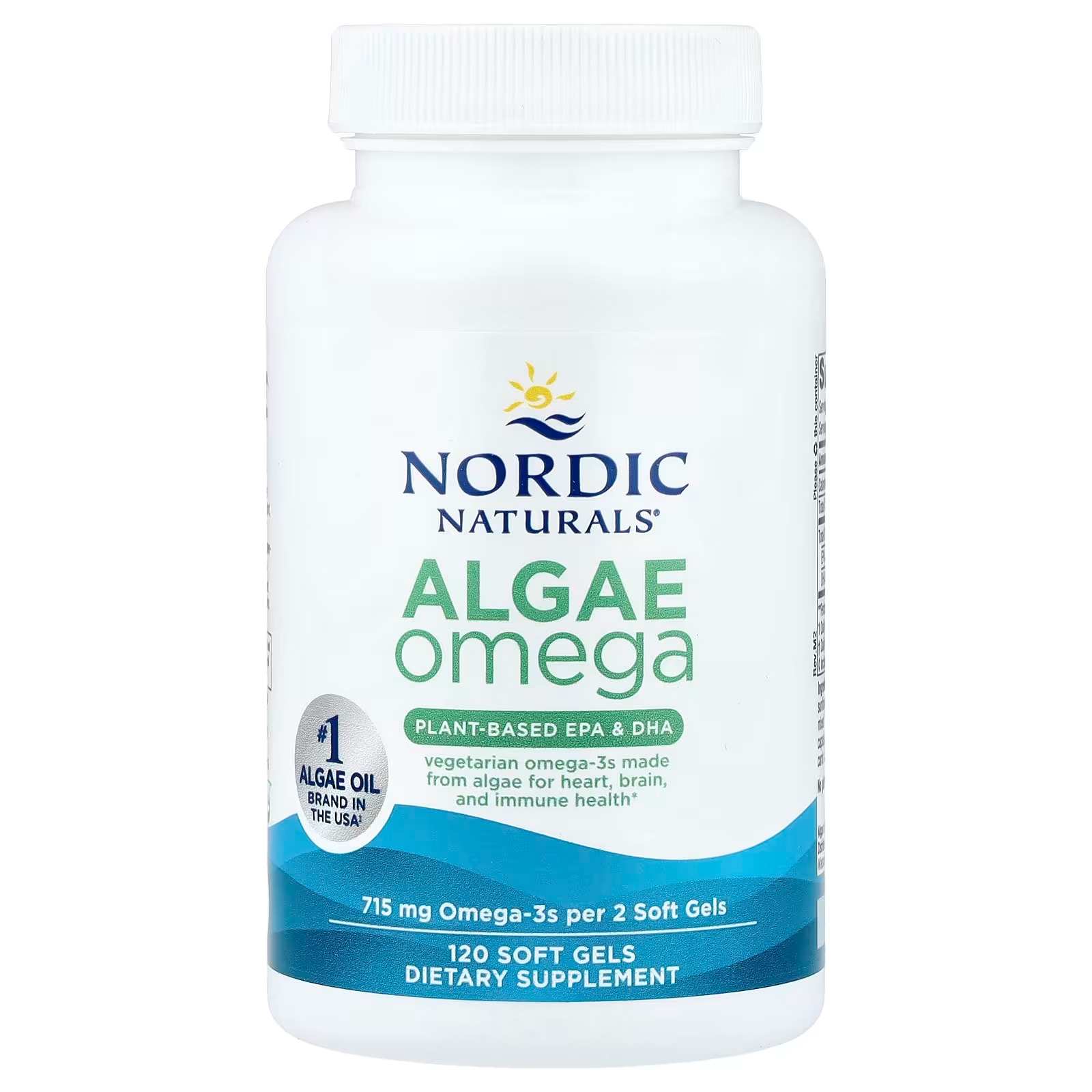 Nordic Naturals Algae Omega 715mg Vegan EPA+DHA, Plant-Based | EPA+DHA from algae oil. Heart eye immune & brain support 120 Softgels thumbnail 3