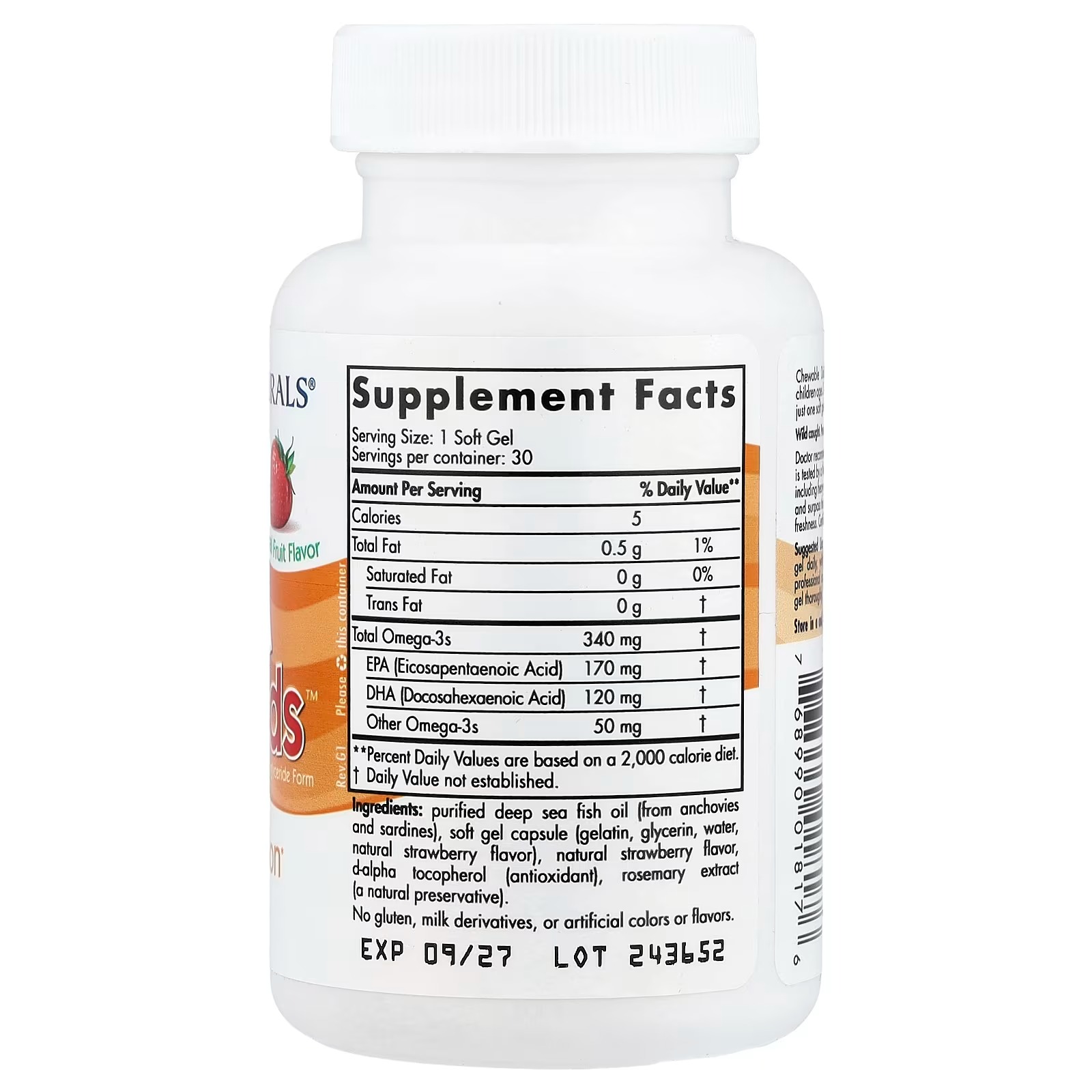 Nordic Naturals Daily Omega Kids Natural Fruit Flavour 500 mg 30 Chewable Soft Gels thumbnail 2