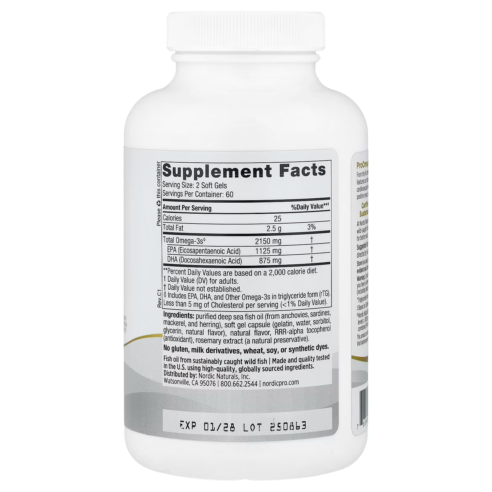 Nordic Naturals ProOmega-3 2150 mg EPA & DHA Fish Oil Lemon - | Ultra high-potency EPA & DHA fish oil supports brain heart 120 Softgel thumbnail 2
