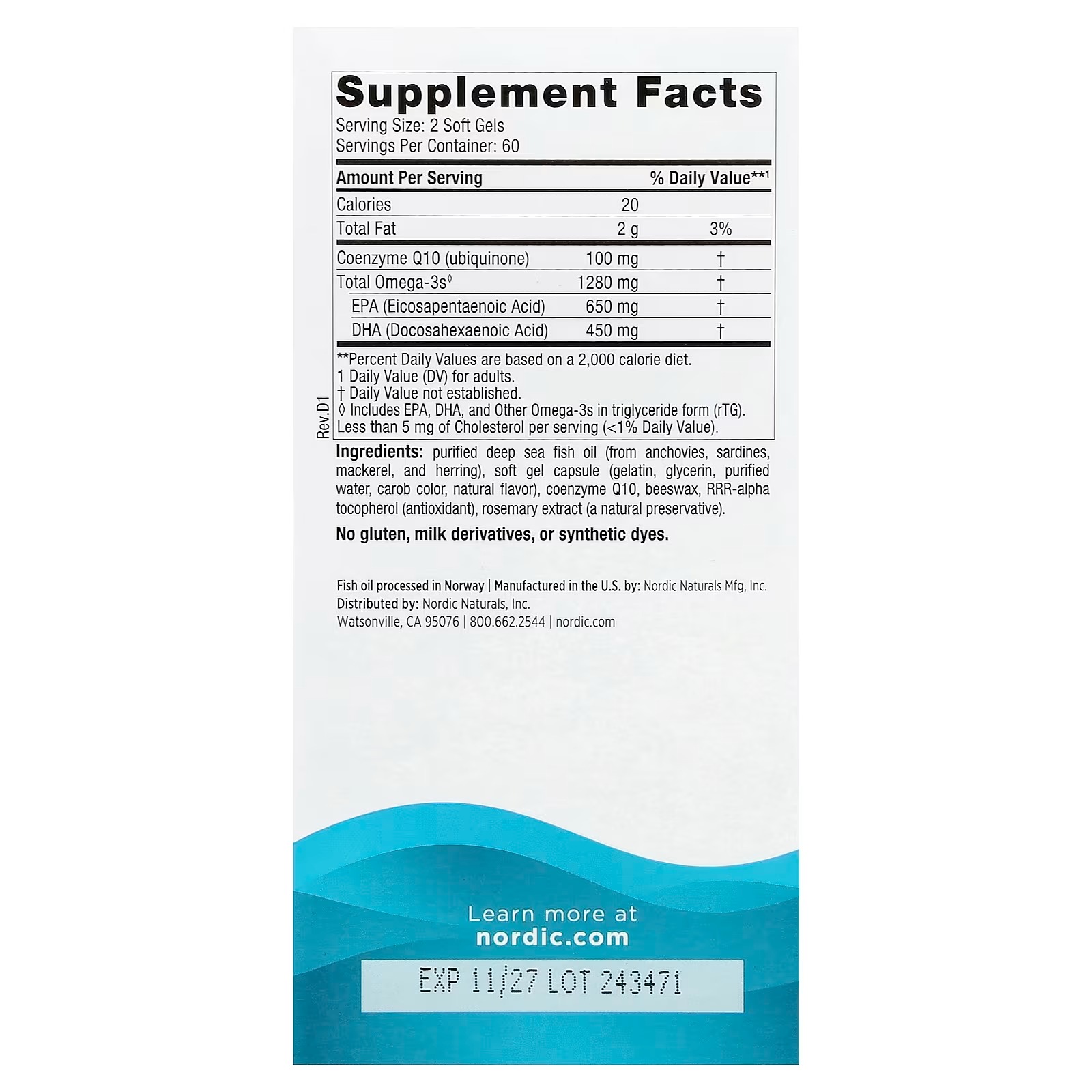 Nordic Naturals Ultimate Omega + CoQ10 Lemon Flavor | 1280mg Omega-3 + 100mg CoQ10 for heart health & cellular energy 120 Softgels thumbnail 2