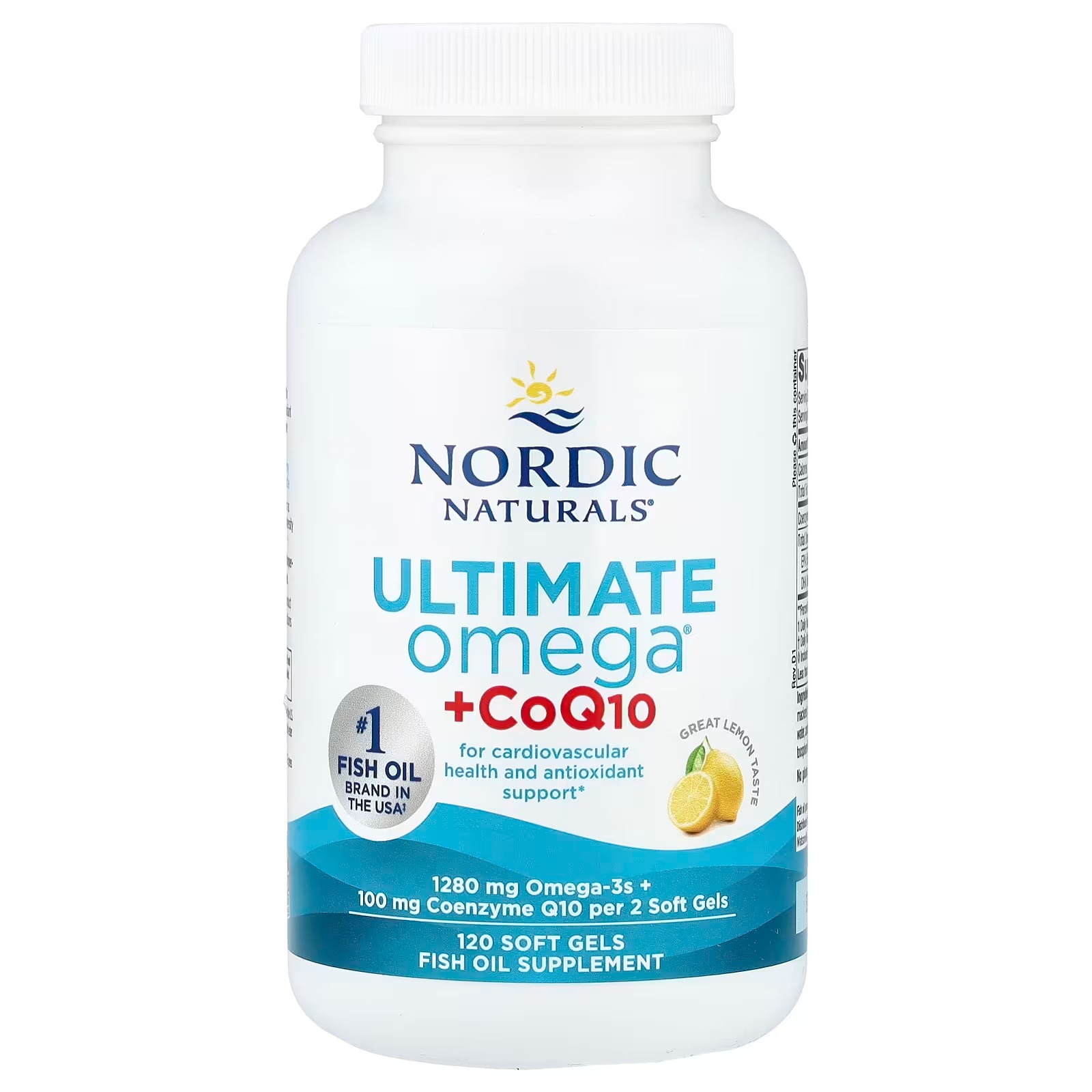 Nordic Naturals Ultimate Omega + CoQ10 Lemon Flavor | 1280mg Omega-3 + 100mg CoQ10 for heart health & cellular energy 120 Softgels thumbnail 3