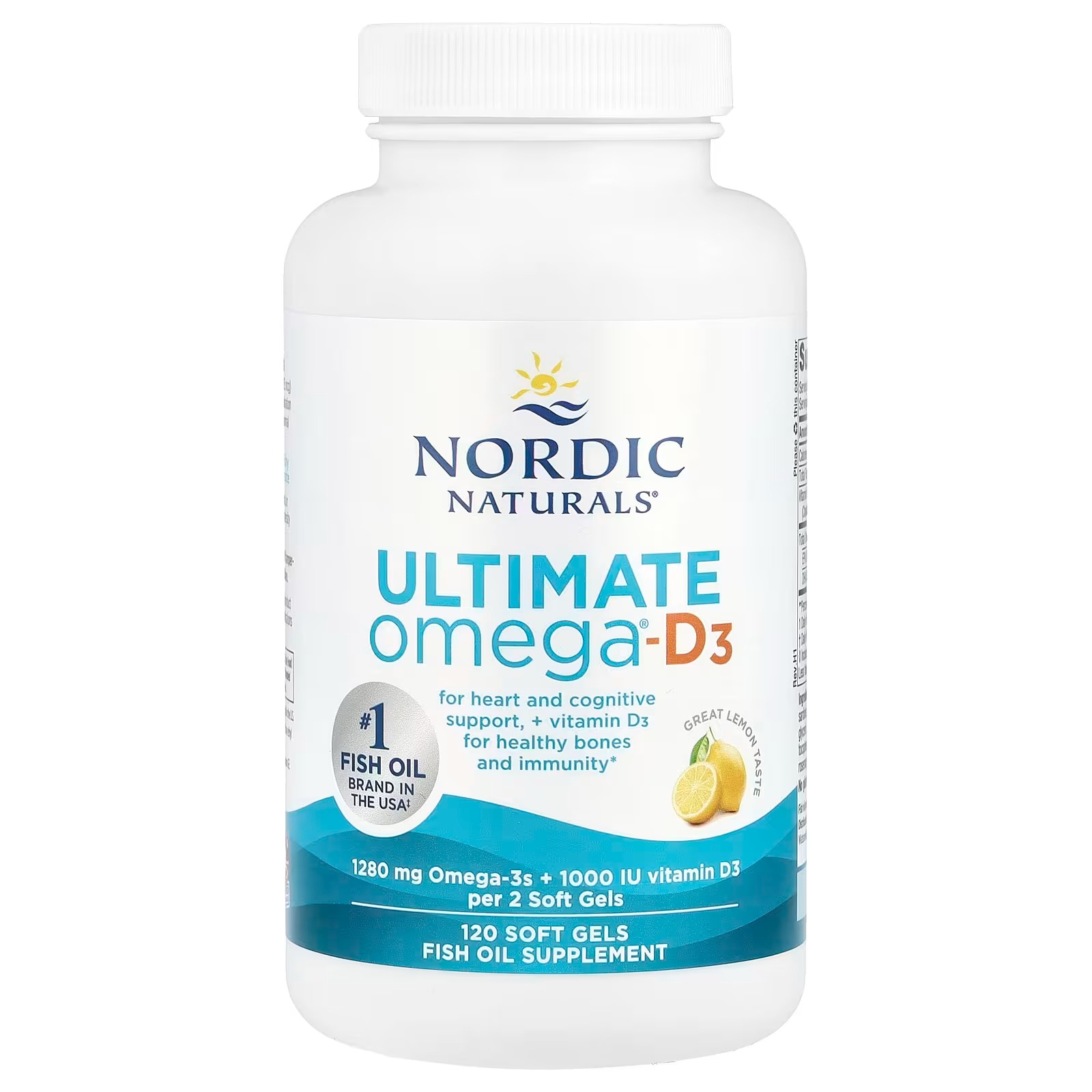 Nordic Naturals Ultimate Omega-D3,1280mg + 1000IU D3 Lemon  | Omega-3 Fish Oil with EPA & DHA + Vitamin D3- 120 Count thumbnail 3