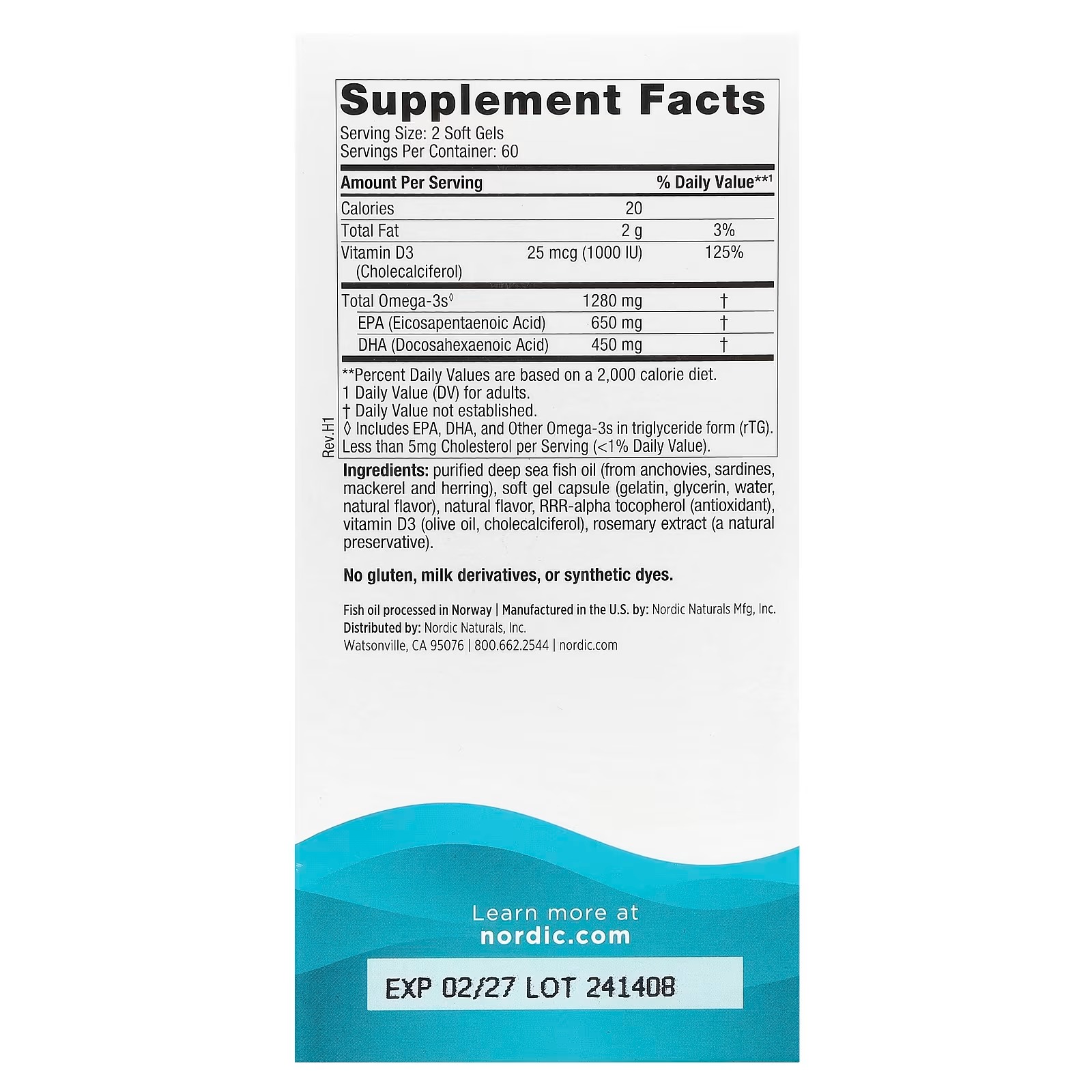 Nordic Naturals Ultimate Omega-D3,1280mg + 1000IU D3 Lemon  | Omega-3 Fish Oil with EPA & DHA + Vitamin D3- 120 Count thumbnail 2