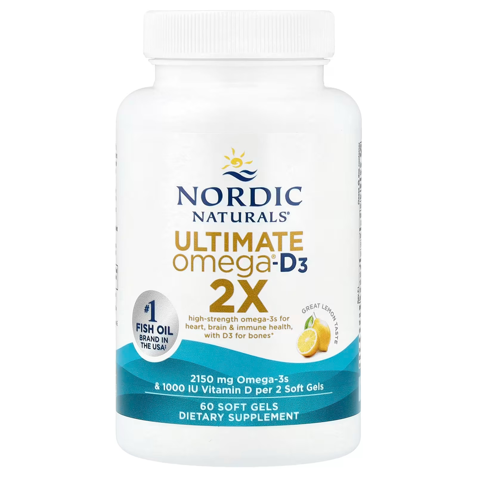 Nordic Naturals Ultimate Omega 2X w/Vitamin D3 2150mg EPA+DHA - 60 Count | Omega-3 + vitamin D3 in one 2150mg EPA+DHA + 1000 IU D3 for heart brain & immune health. thumbnail 3